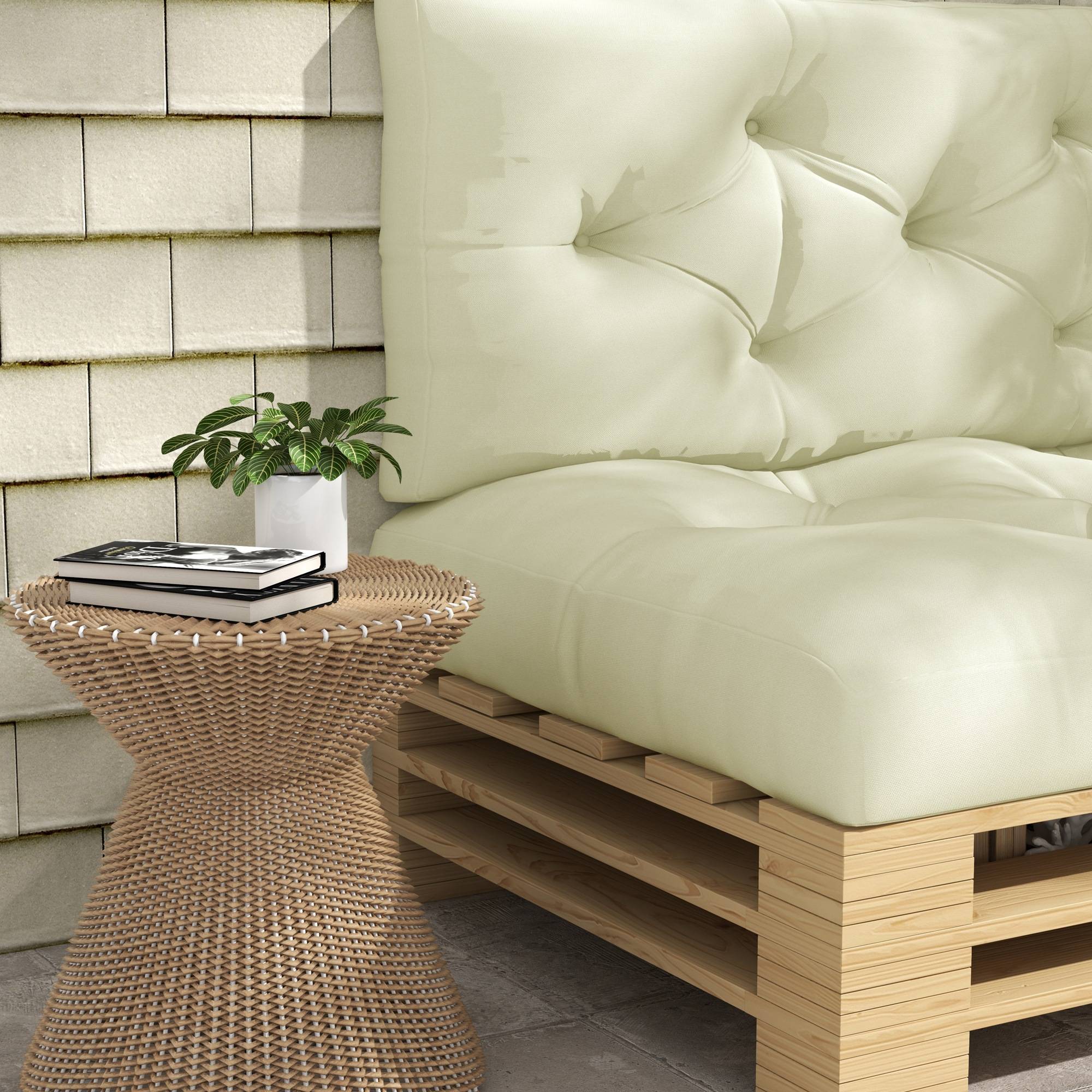 Coussin d'assise capitonné, 120 x 80 x 12 cm, blanc crème - Image 8