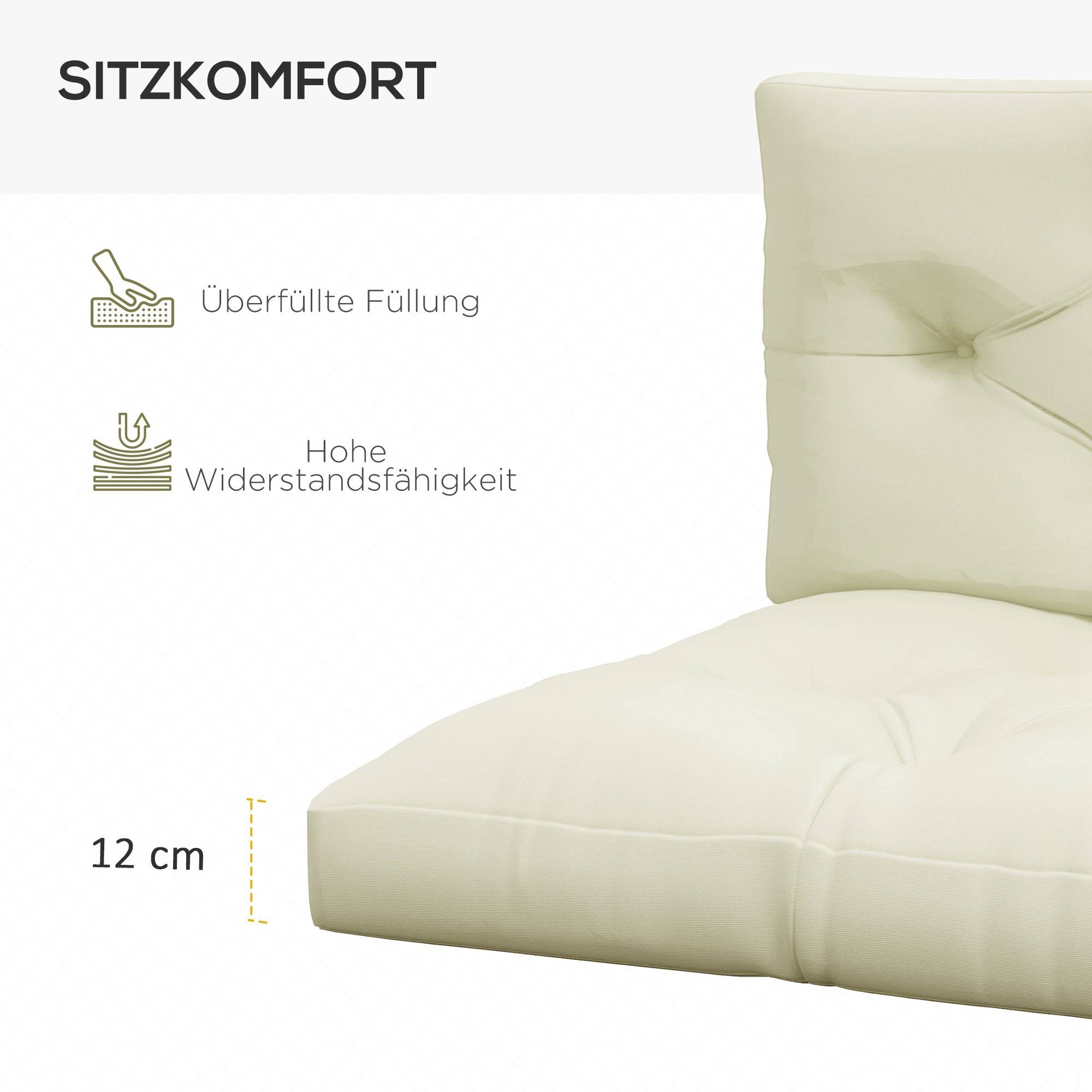 Coussin d'assise capitonné, 120 x 80 x 12 cm, blanc crème - Image 7
