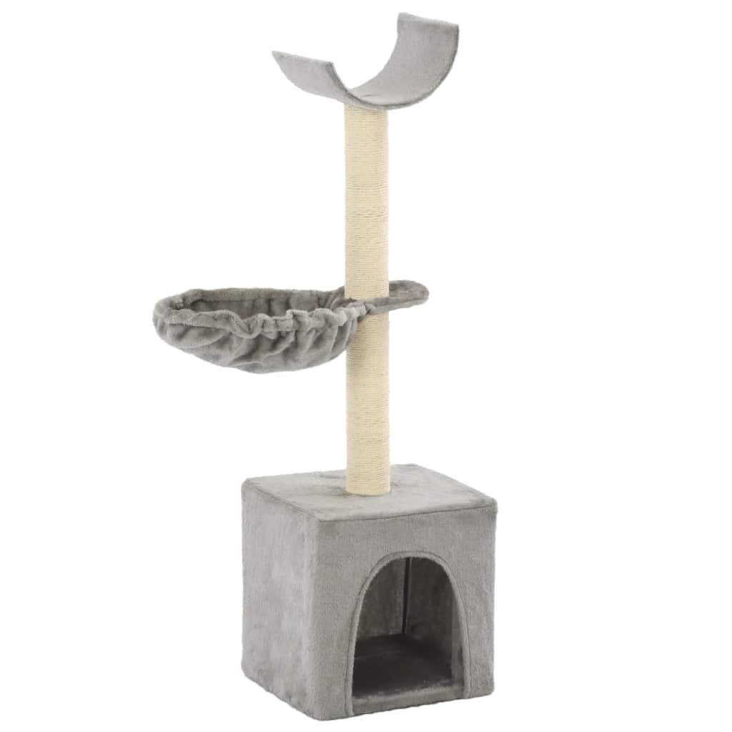 Helloshop26 - Arbre à chat griffoir grattoir niche jouet animaux peluché en sisal 105 cm gris - Image 1