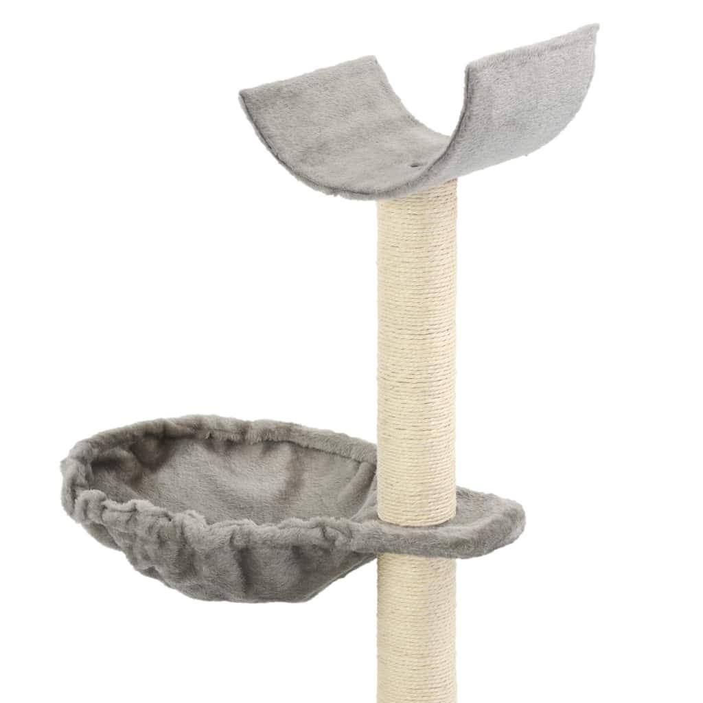 Helloshop26 - Arbre à chat griffoir grattoir niche jouet animaux peluché en sisal 105 cm gris - Image 3