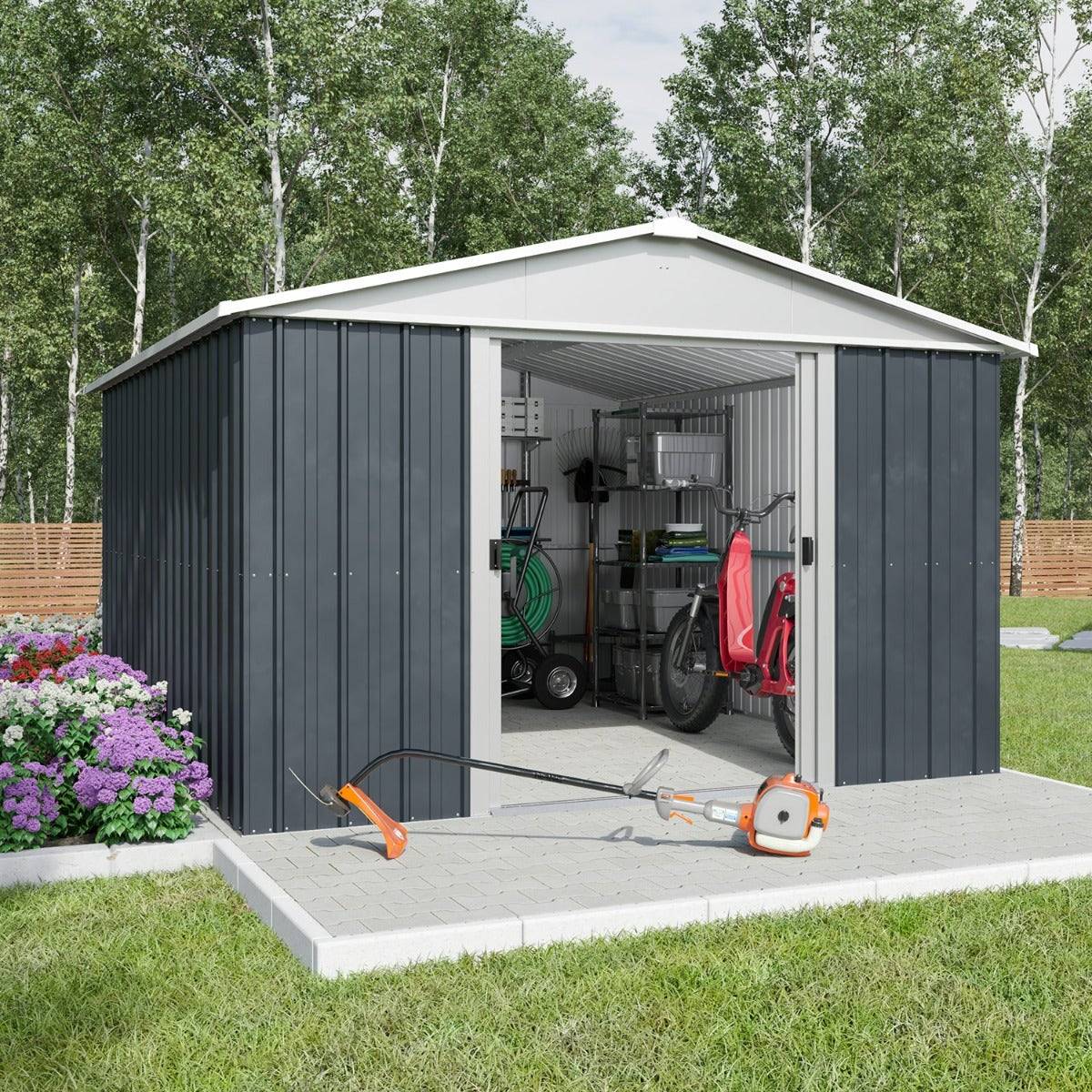 Yardmaster - Abri de jardin métal anthracite Yardmaster 11,03 m² + kit d'ancrage - Image 8