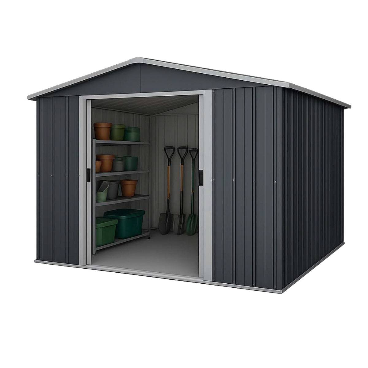Yardmaster - Abri de jardin métal anthracite Yardmaster 11,03 m² + kit d'ancrage - Image 1