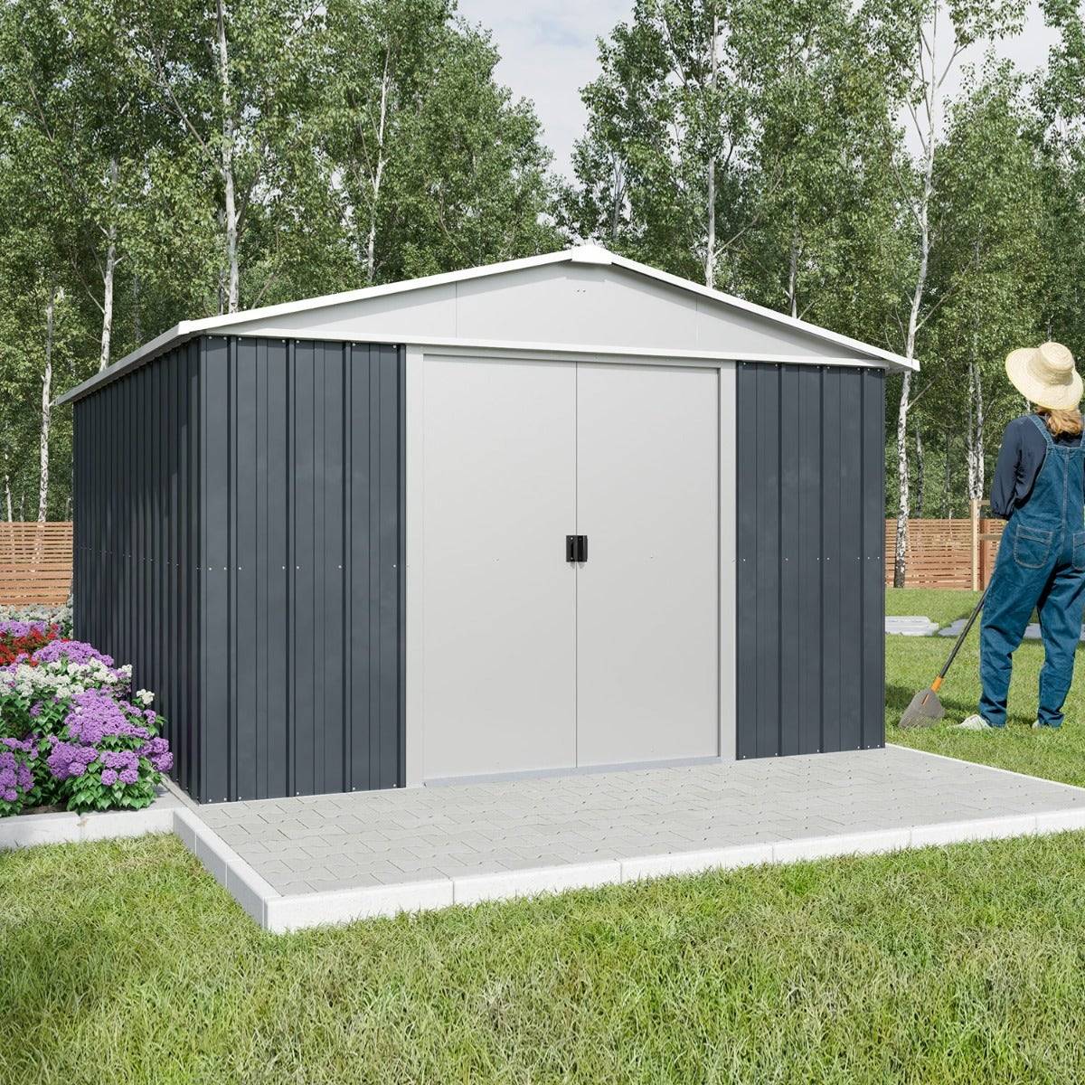 Yardmaster - Abri de jardin métal anthracite Yardmaster 11,03 m² + kit d'ancrage - Image 9