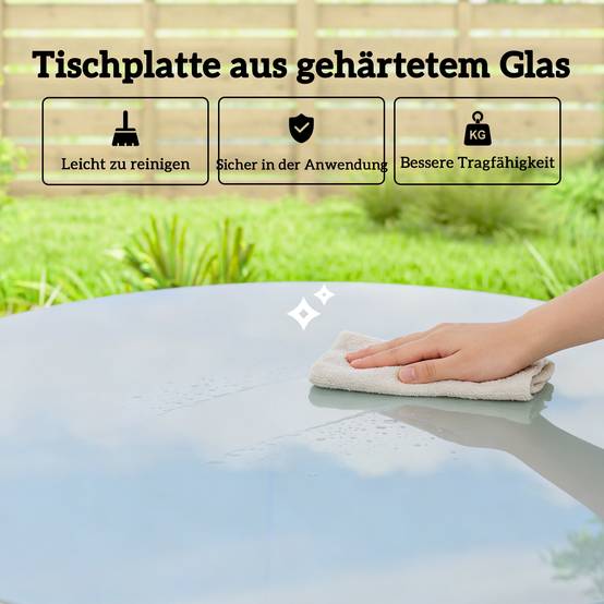 Table de jardin acier et verre trempé gris 80 x 80 x 74 cm - PANGIVO - Image 6