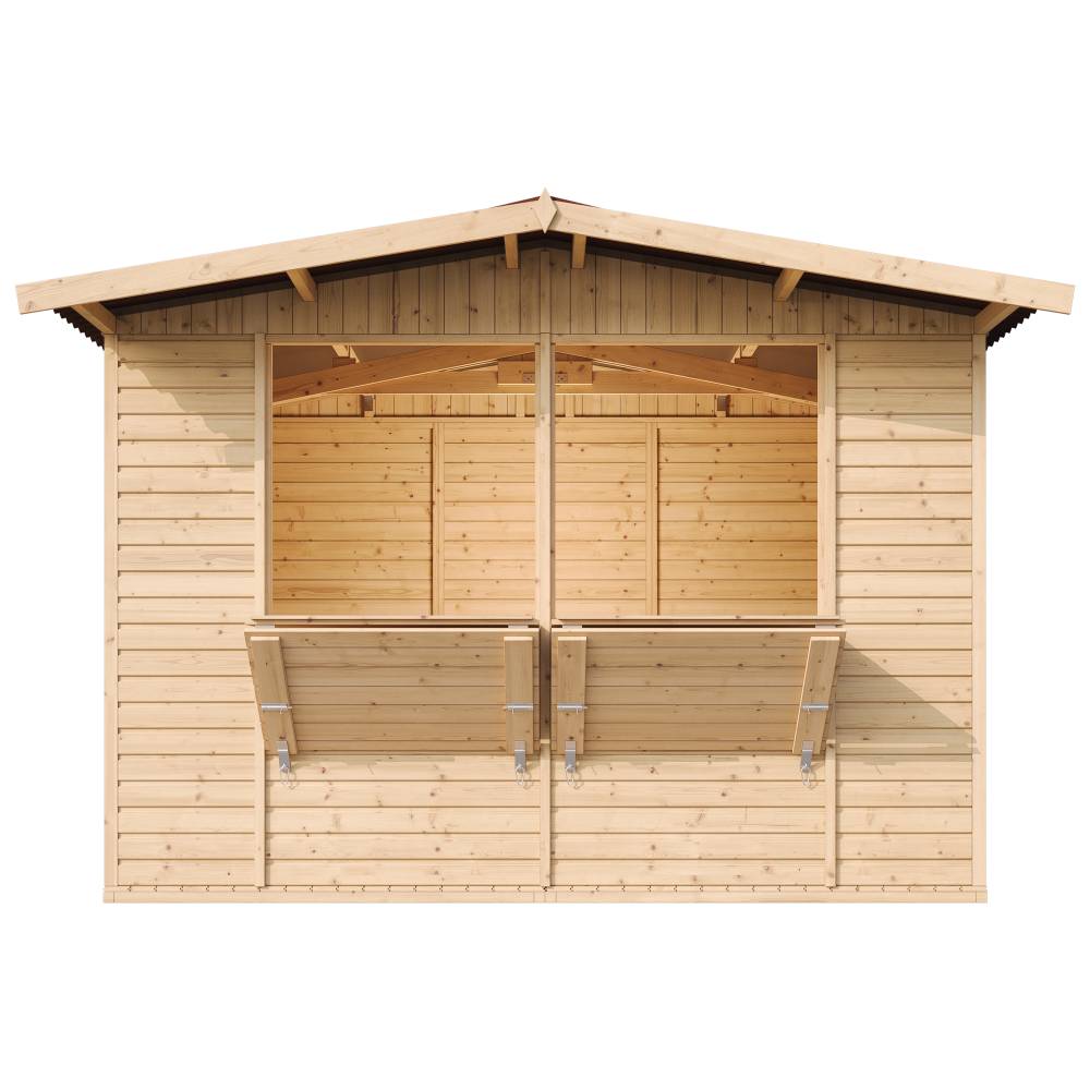 Timbela - Maison de jardin en bois H232x336x263 cm / 6m² - Étal de marché en bois avec comptoir - Bar jardin - 17 mm d’épaisseur - Timbela M150 - Image 3