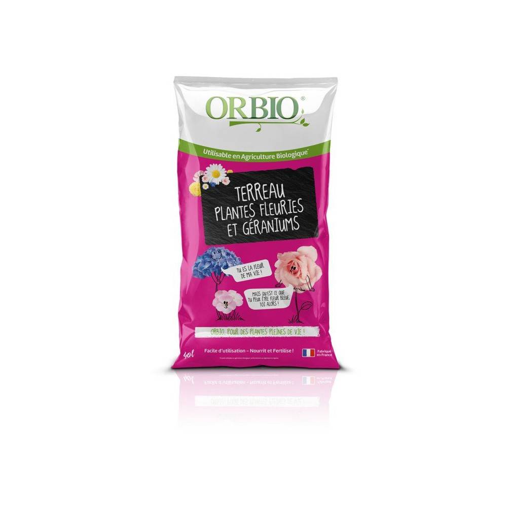 Terreau Fleurs - Orbio - 40 L - Favorise Floraison - Substrat Enrichi