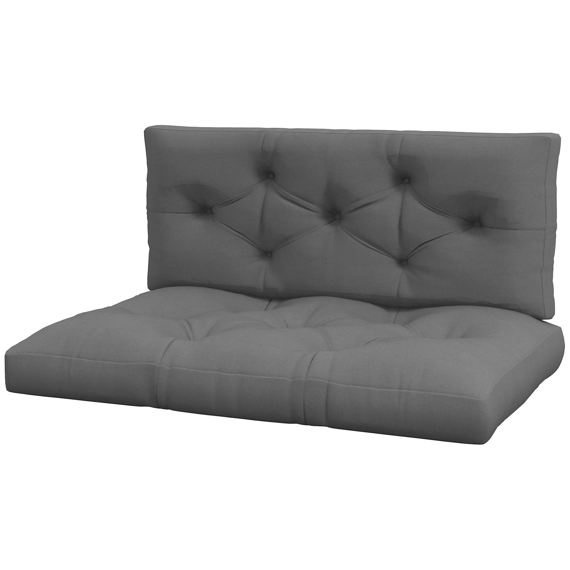 Coussins palette 2 places polyester jardin extérieur assise dossier 120x80 cm gris - ComfortXL Outdoor Living - Image 2