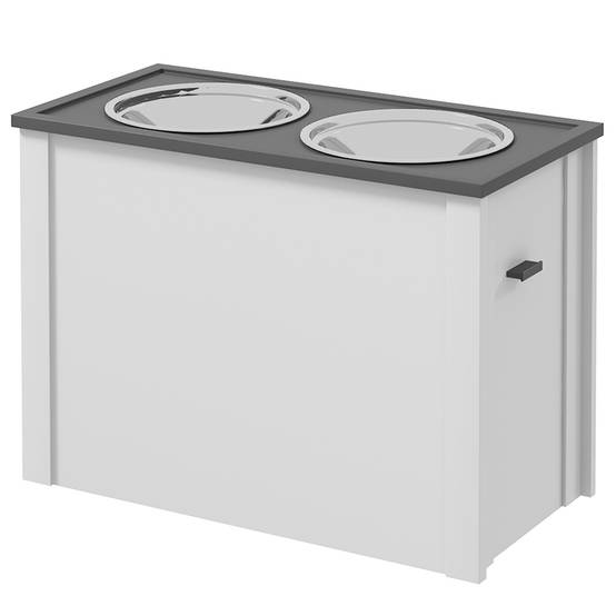Station de gamelles MDF blanc et gris 60 x 30 x 42 cm - PANGIVO - Image 1