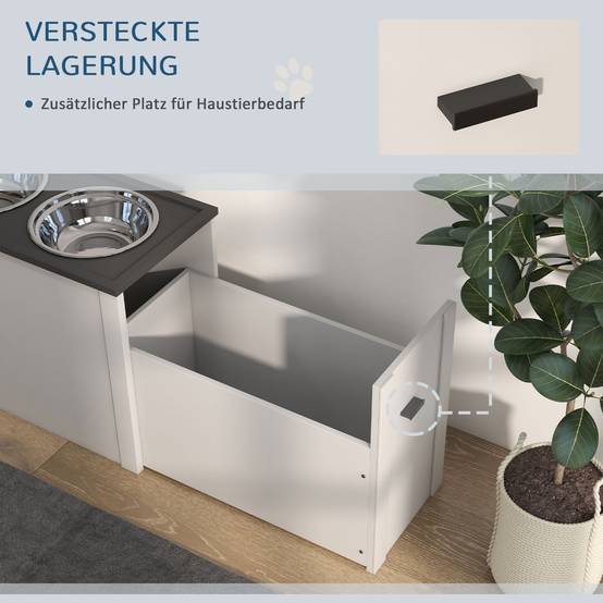 Station de gamelles MDF blanc et gris 60 x 30 x 42 cm - PANGIVO - Image 7