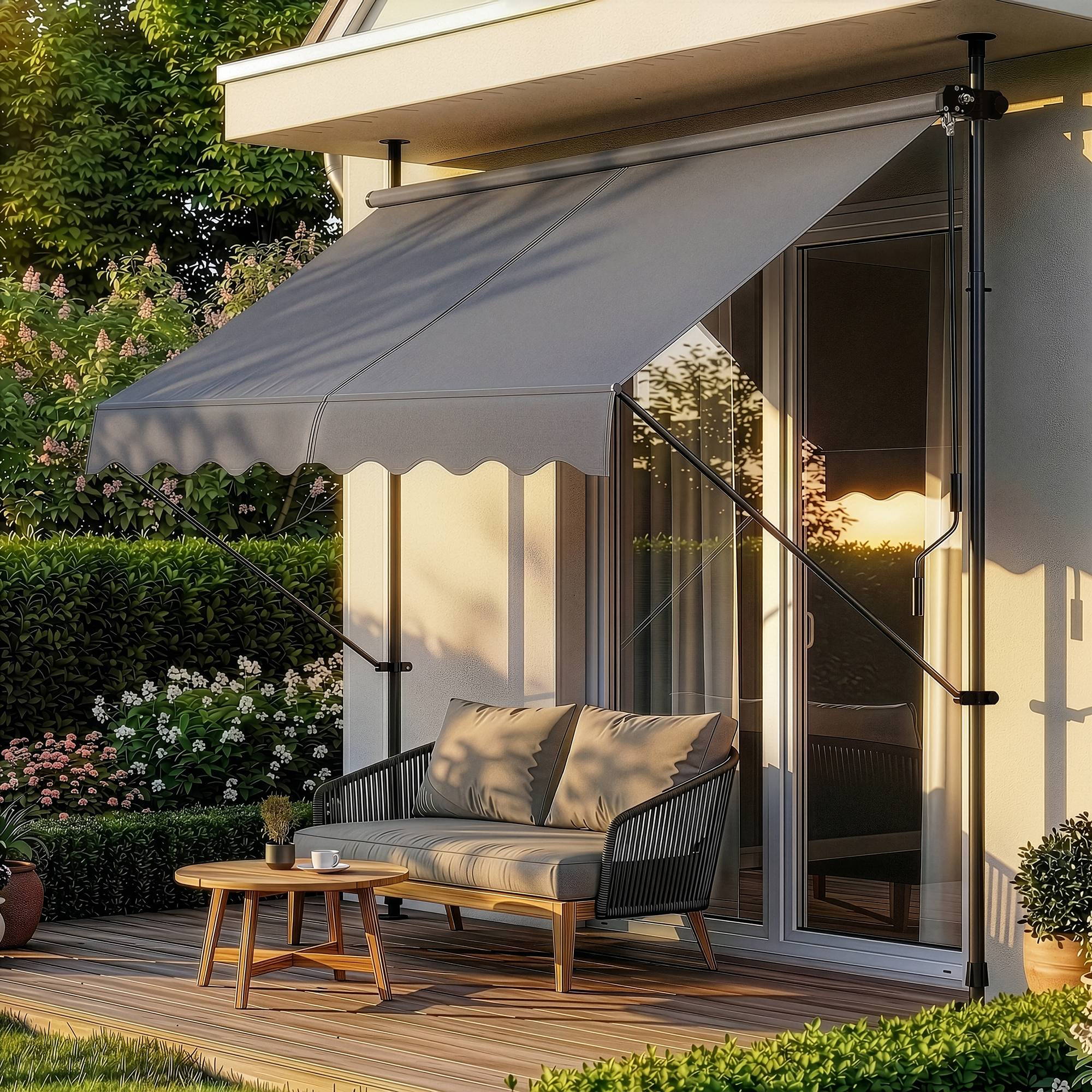 Pro.Tec - Store Banne Téléscopique Acier Polyester 150 x 120 x 220-309 cm Gris Ardoise [pro.tec] - Image 6