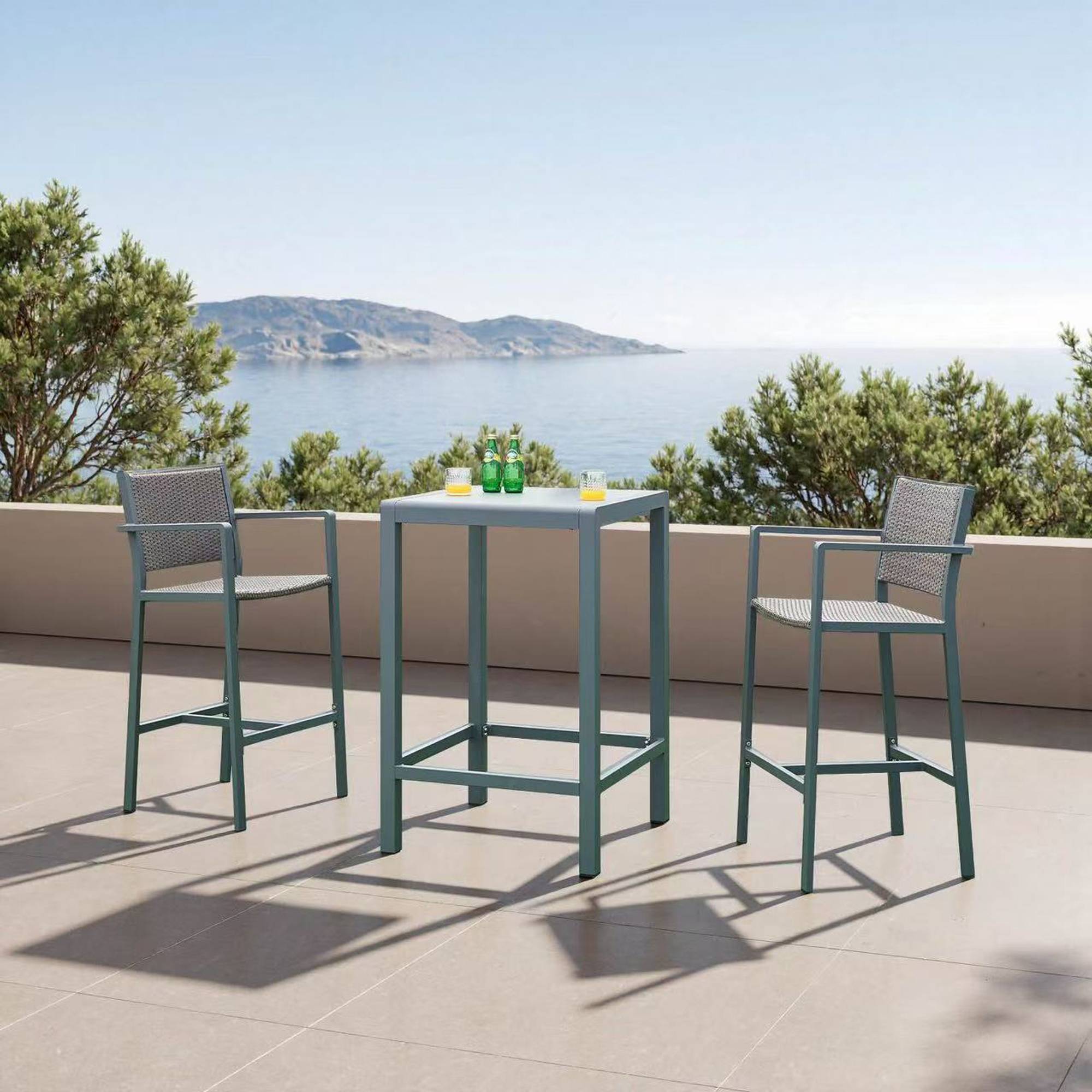 Casa.Pro - Set de table et 2 tabourets de bar Avise anthracite gris foncé casa.pro - Image 2