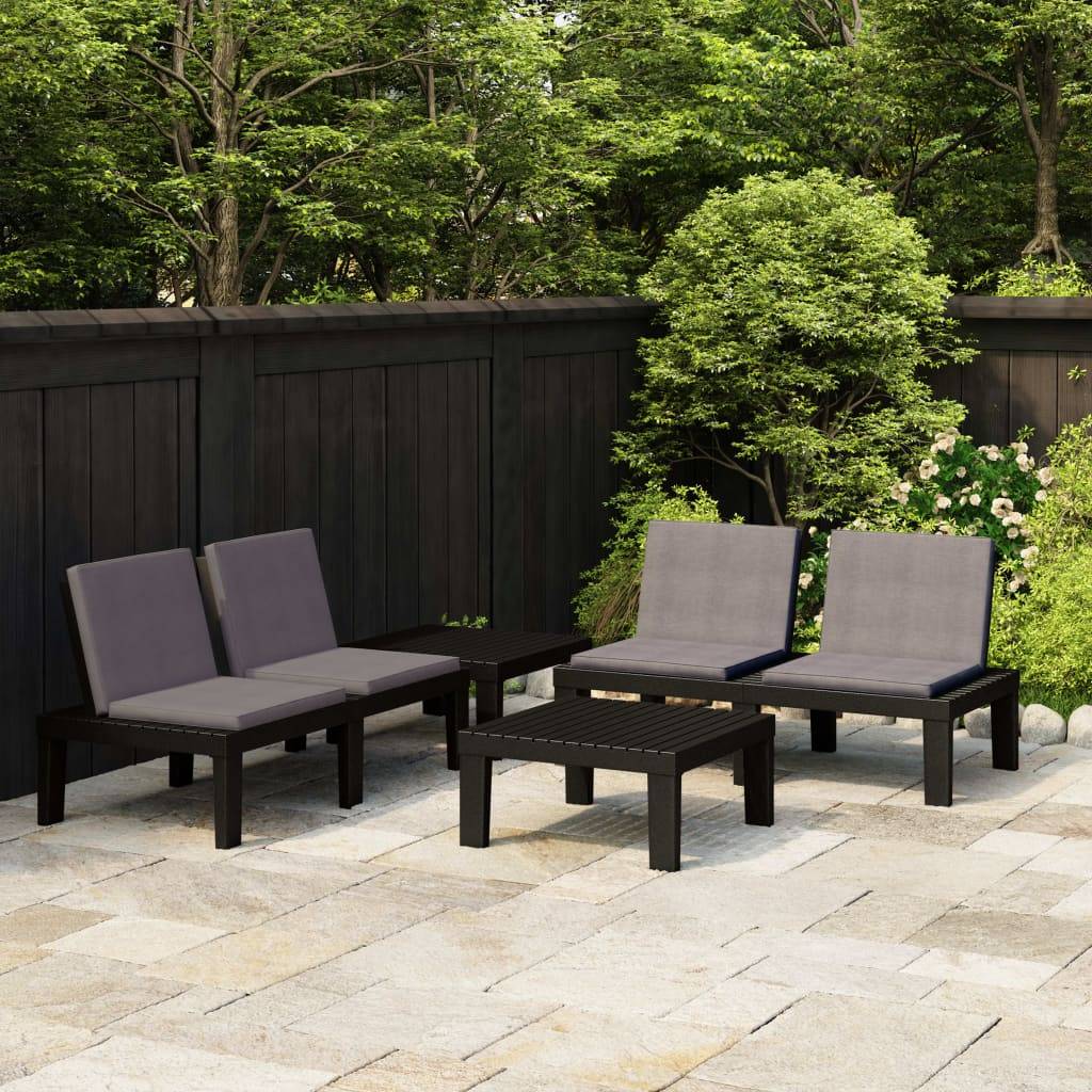 Vidaxl - Salon de jardin 4 pcs avec coussins Plastique Gris vidaXL 3059832 - Image 1