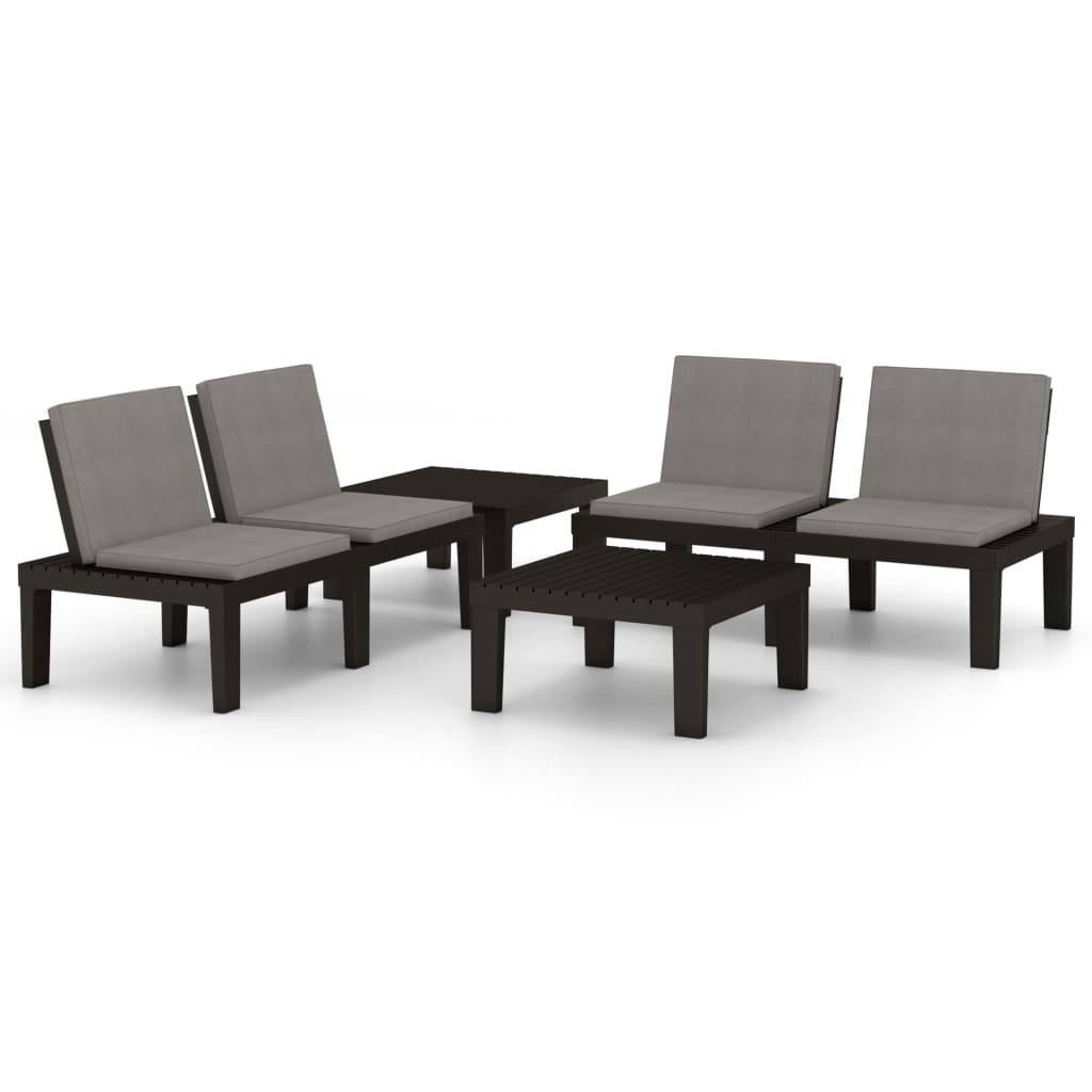 Vidaxl - Salon de jardin 4 pcs avec coussins Plastique Gris vidaXL 3059832 - Image 2