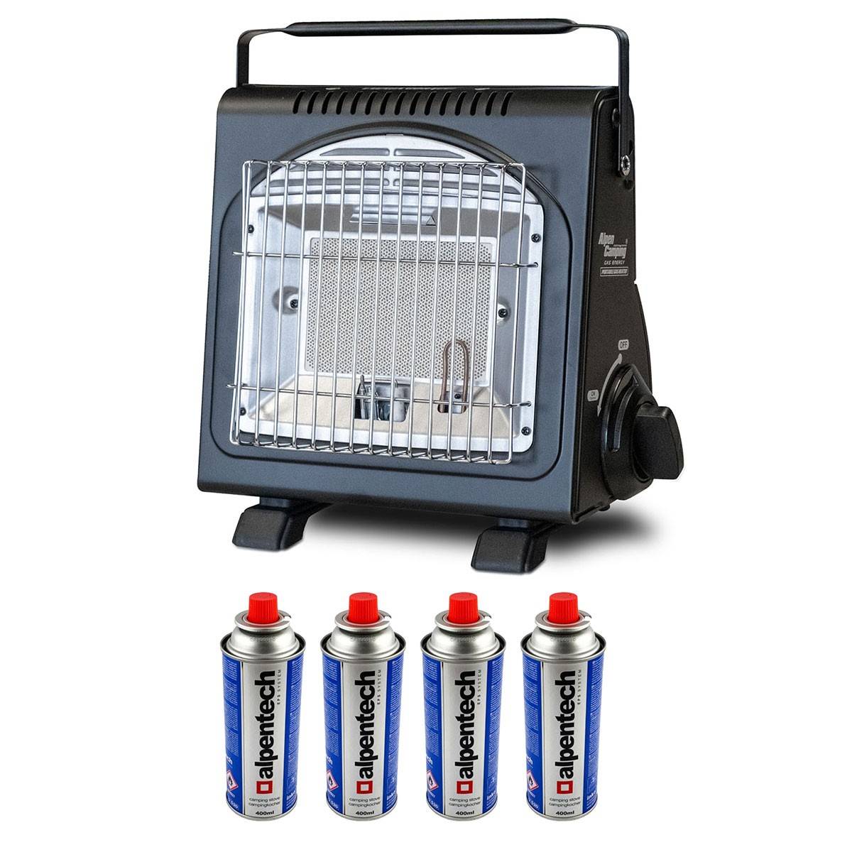 Chauffage à gaz portable 1700W + 4 Cartouches gaz Sécurité Thermocouple ALPEN Pêche Camping Ateliers - Image 1