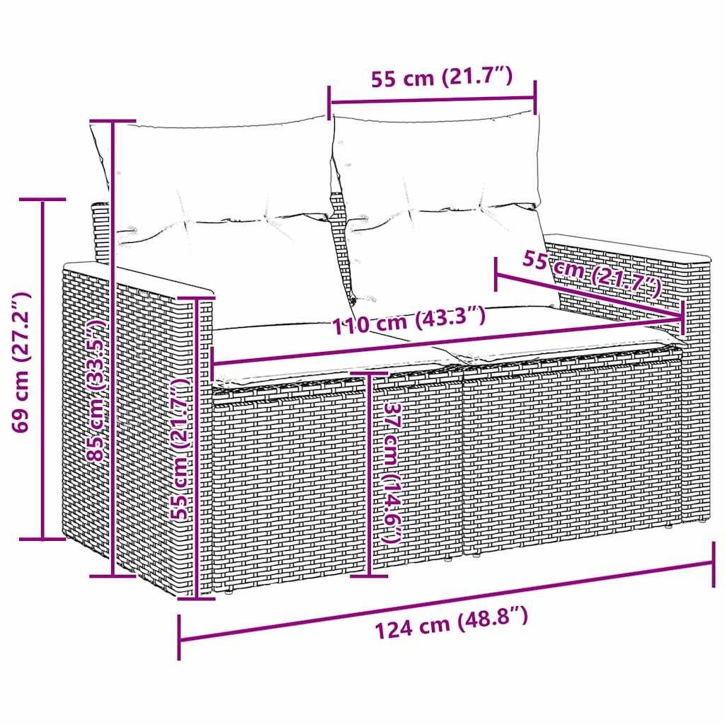 ComfortXL - Petit Salon de Jardin 8 Pcs Polyrotin & Acacia 7 Places Table Carrée Compact pour Balcons et Terrasses Gris – ComfortXL Outdoor Living - Image 10