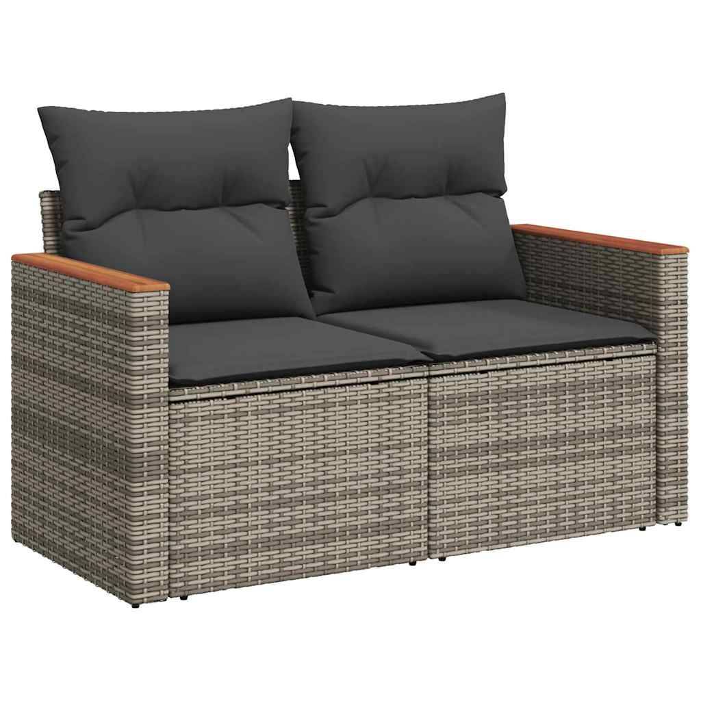 ComfortXL - Petit Salon de Jardin 8 Pcs Polyrotin & Acacia 7 Places Table Carrée Compact pour Balcons et Terrasses Gris – ComfortXL Outdoor Living - Image 5