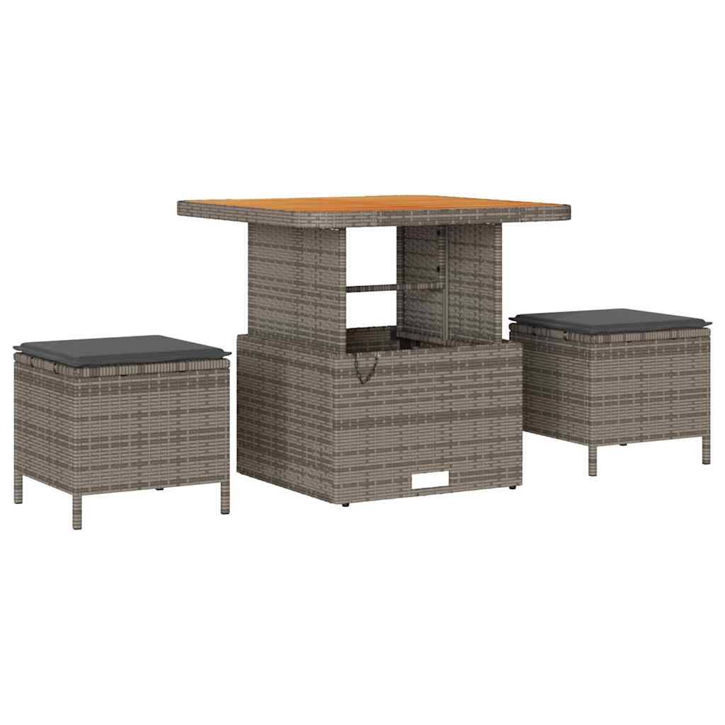 ComfortXL - Petit Salon de Jardin 8 Pcs Polyrotin & Acacia 7 Places Table Carrée Compact pour Balcons et Terrasses Gris – ComfortXL Outdoor Living - Image 6