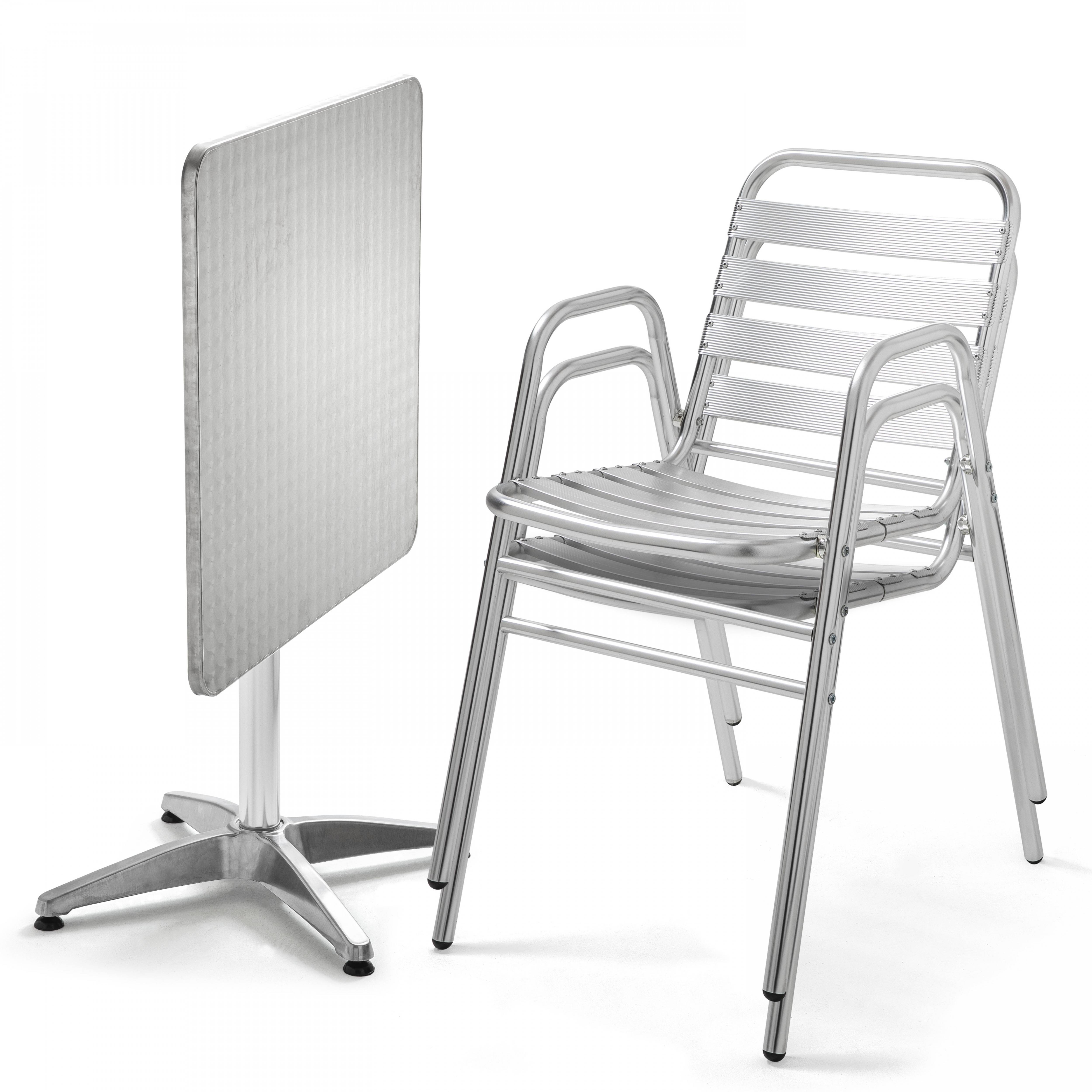 Oviala - Ensemble table de jardin bistrot inclinable 2 places aluminium gris Cambridge - Oviala - Image 1