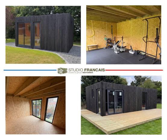 Studio de jardin 4 saisons en bois 5,5 x 3,5 x 2,7 m / isolation RE2020 avec mezzanine et terrasse / menuiseries alu k-line - Image 7