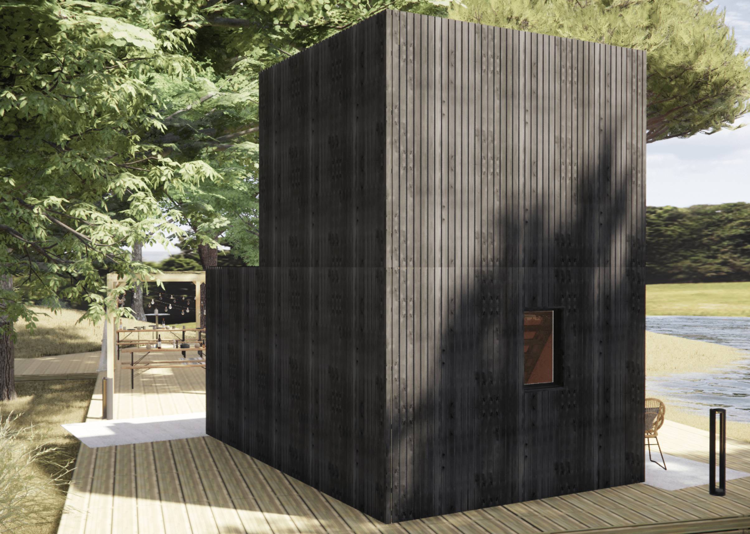 Studio de jardin 4 saisons en bois 5,5 x 3,5 x 2,7 m / isolation RE2020 avec mezzanine et terrasse / menuiseries alu k-line - Image 10