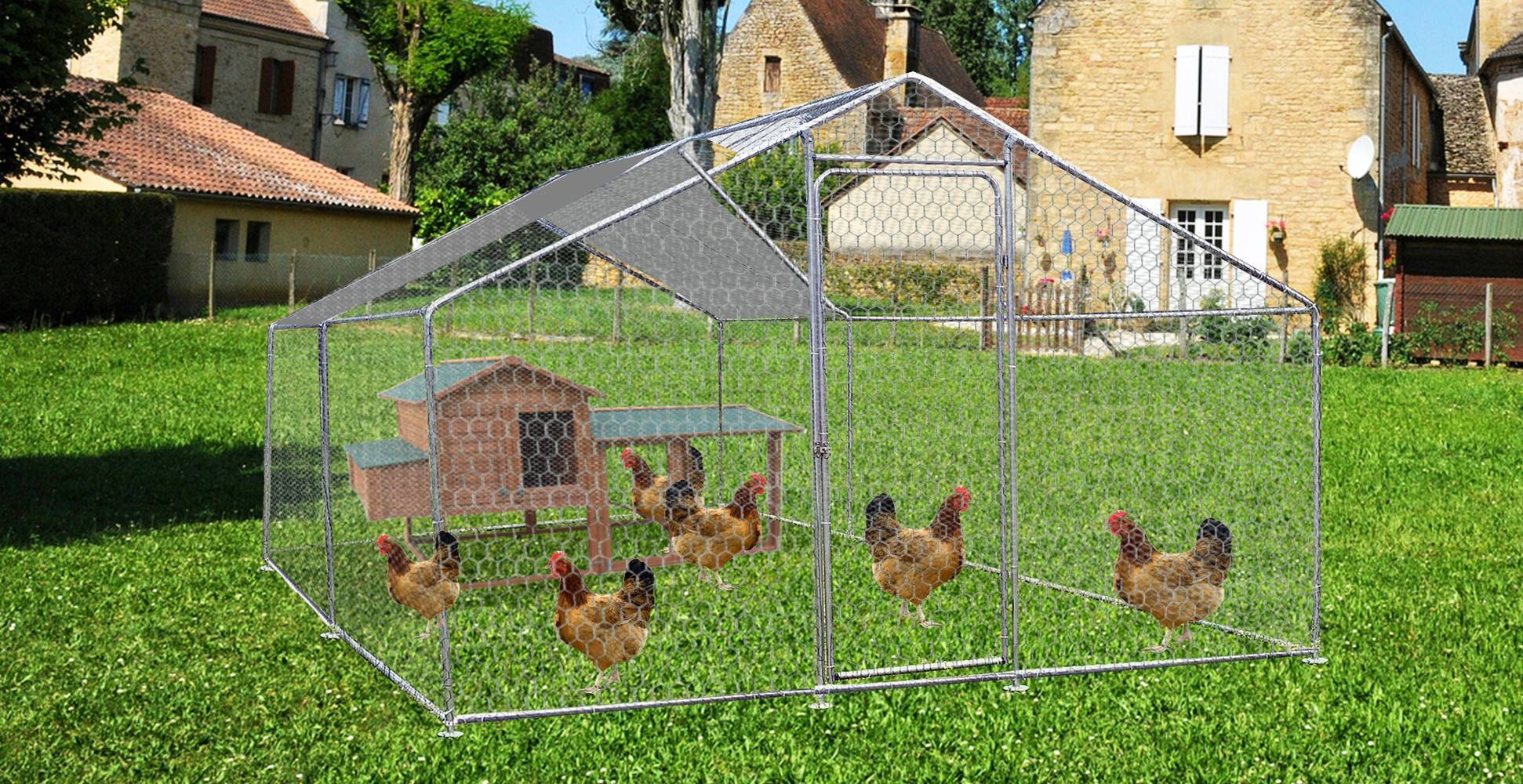 Habrita - Enclos parc grillagé pour animaux 12 m2 - 7-9 poules - avec bâche de toit Habrita - Image 3