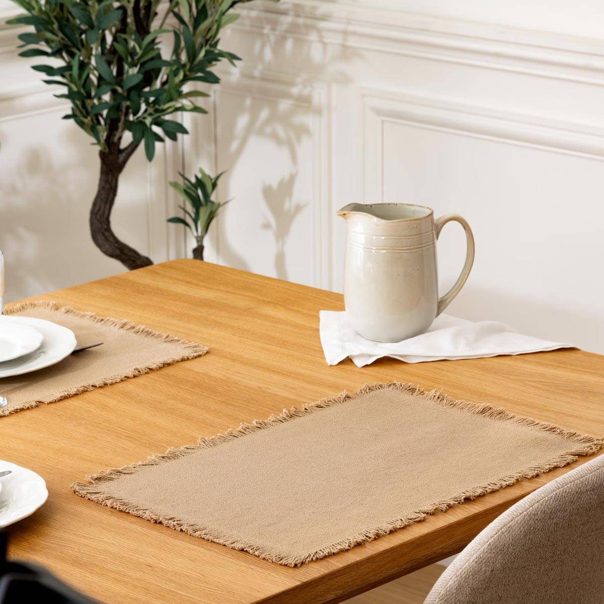 Set de table à franges - SECRET DE GOURMET - Coton - Beige - Image 3