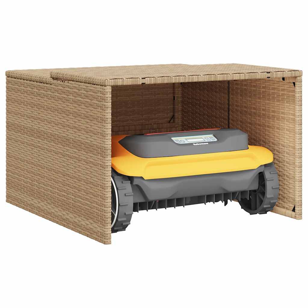 Abri pour robot tondeuse résine tressée beige 90 x 86 x 57 cm - PANGIVO - Image 5