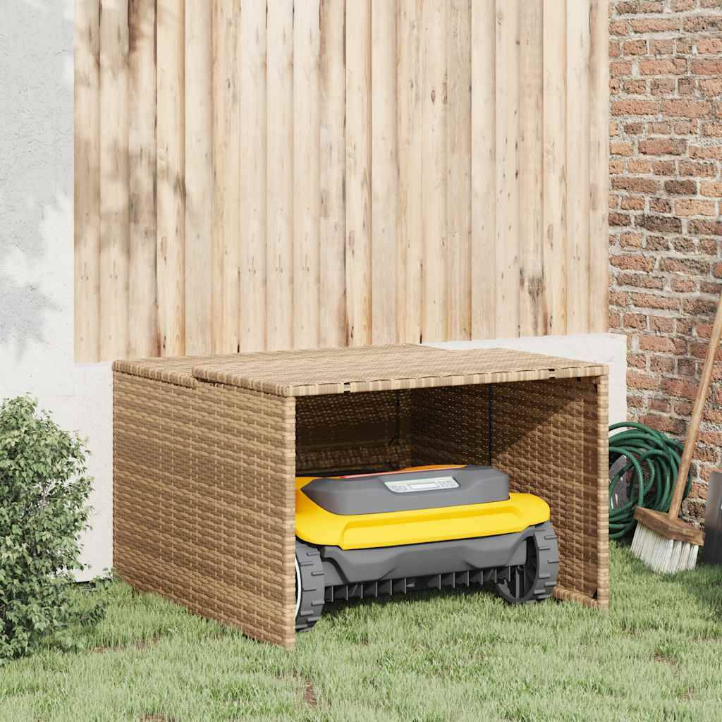 Abri pour robot tondeuse résine tressée beige 90 x 86 x 57 cm - PANGIVO - Image 1