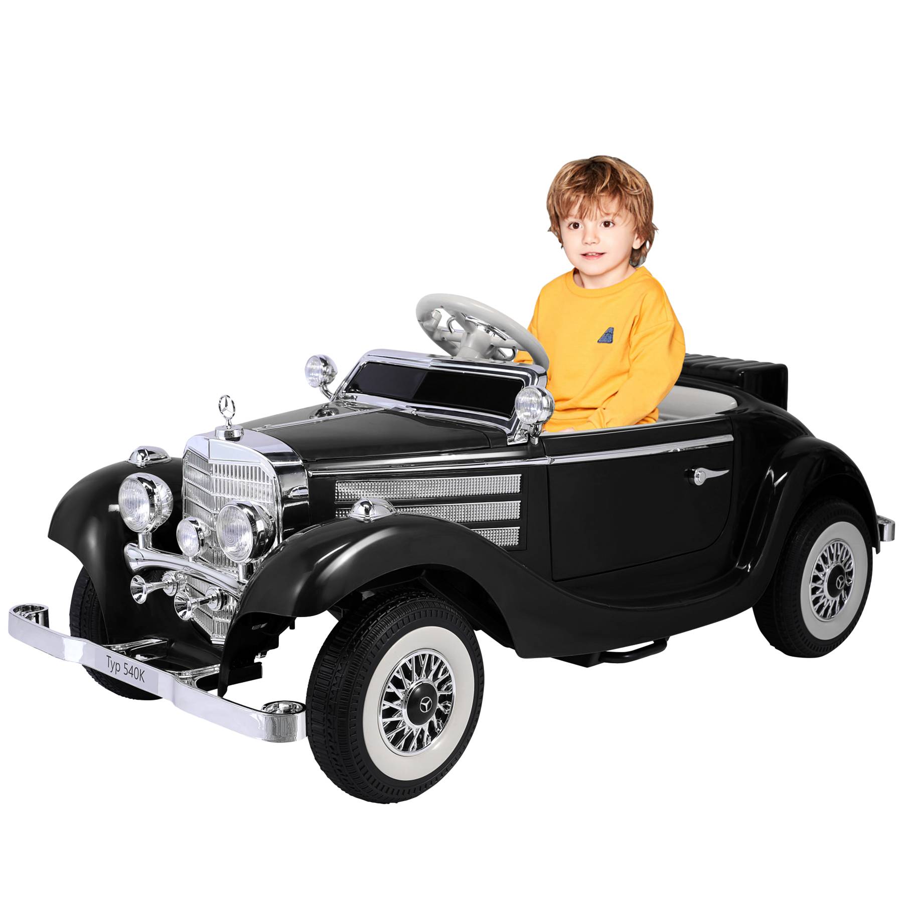 0 - Voiture électrique rétro pour enfants - ORYXEARTH - Noir - Batterie 12V - Vitesse 3-6 km/h - Image 1