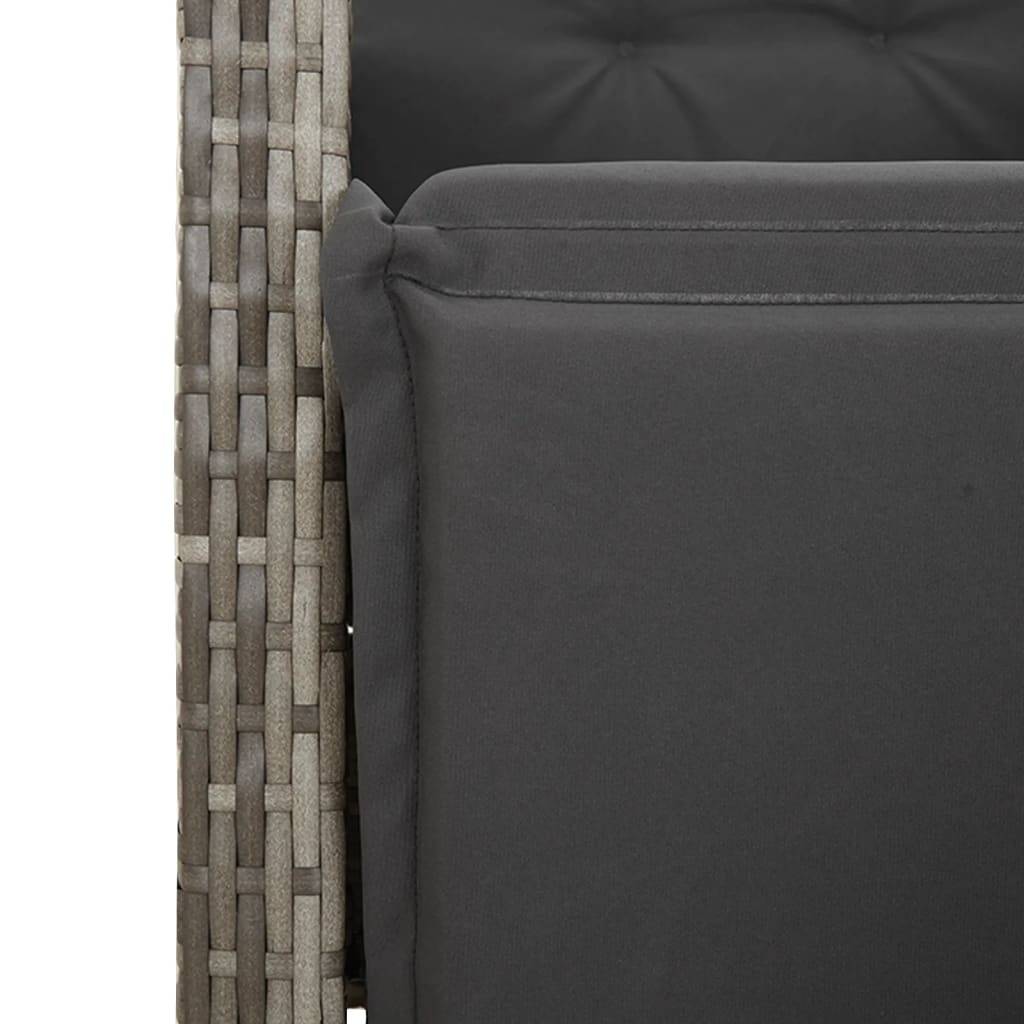 ComfortXL - Table et 6 Chaises Longues de Jardin Grises en Résine Tressée, Fauteuils Inclinables avec Repose-pieds – ComfortXL Outdoor Living - Image 6