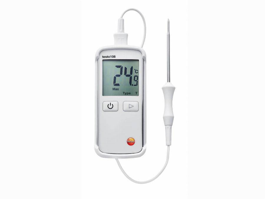 Thermomètre alimentaire 108 à sonde interchangeable TC type K/T - TESTO - 0563 1080 - Image 1