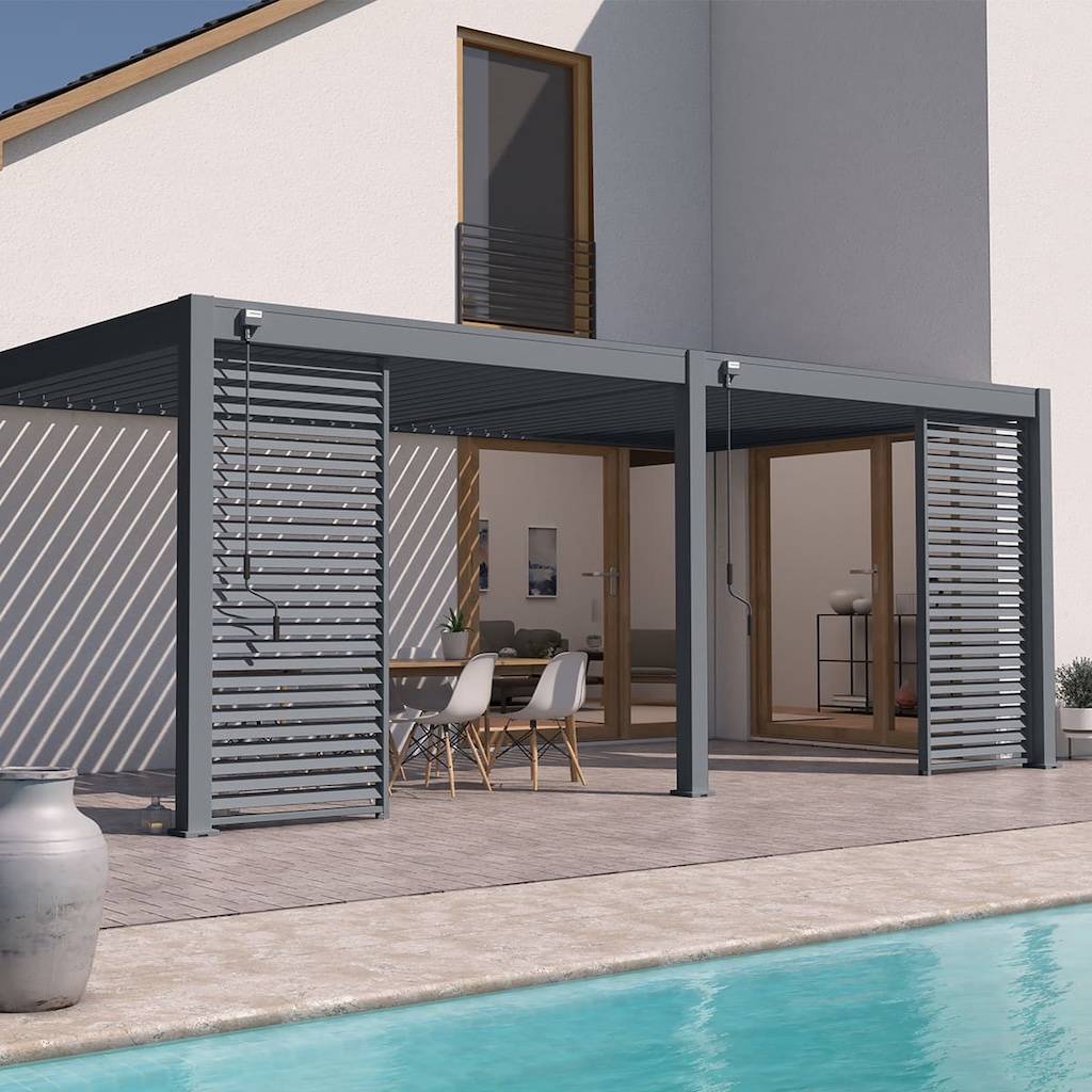 Chalet & Jardin - Pergola bioclimatique - Ombréa - adossée - 3x6M - Anthracite - Version 2 - 300x600x258 cm - Image 2