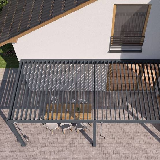 Chalet & Jardin - Pergola bioclimatique - Ombréa - adossée - 3x6M - Anthracite - Version 2 - 300x600x258 cm - Image 5