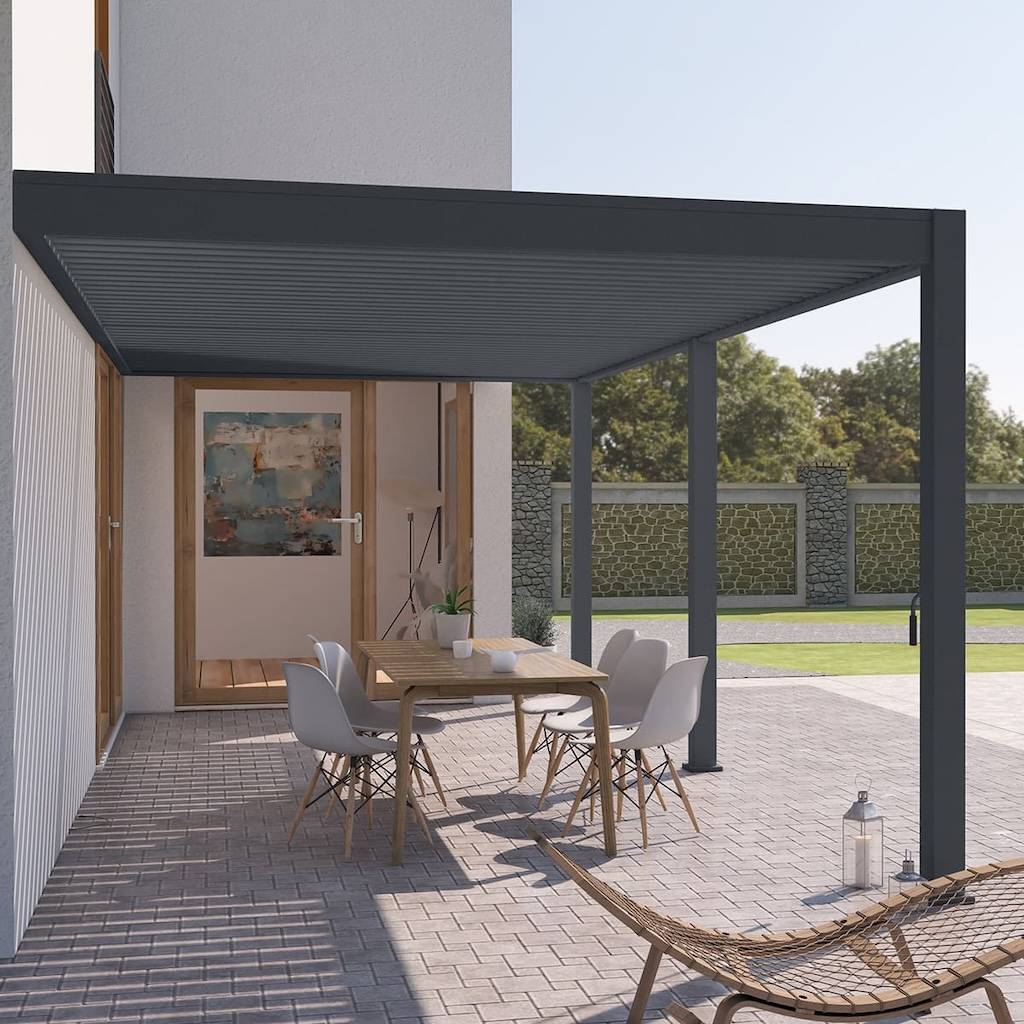 Chalet & Jardin - Pergola bioclimatique - Ombréa - adossée - 3x6M - Anthracite - Version 2 - 300x600x258 cm - Image 3