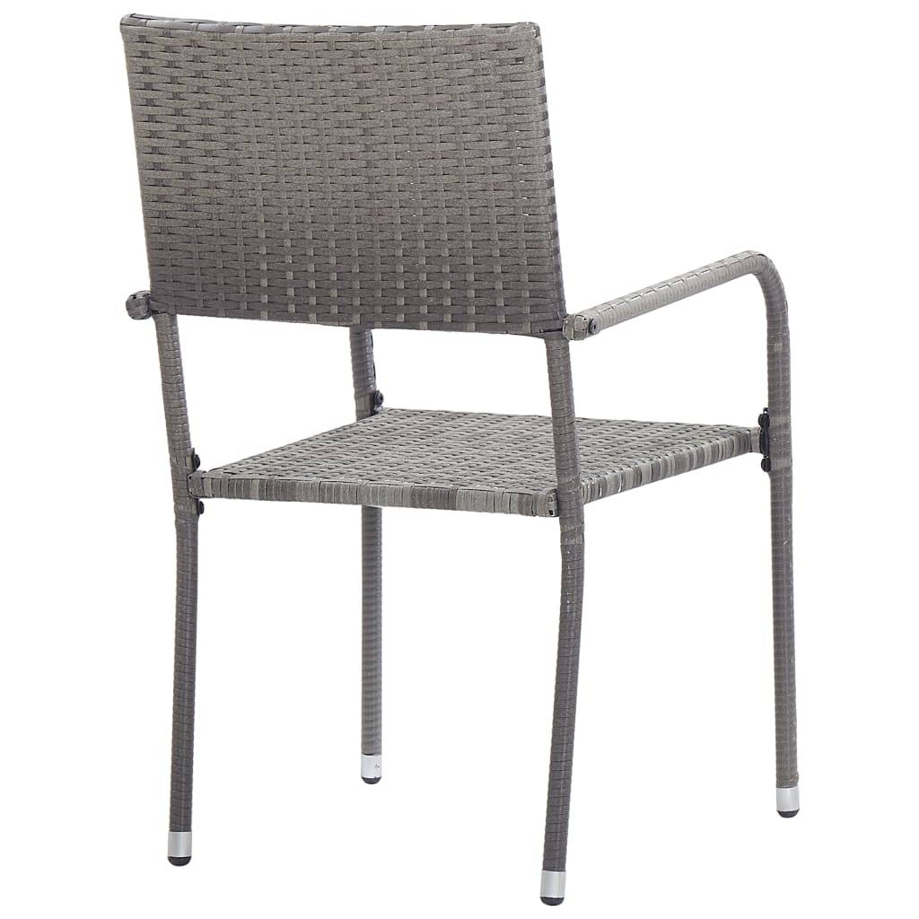 Maison Chic - Lot de 2 Chaises de jardin empilable - Chaise à dîner d'extérieur - Fauteuil d'extérieur gris résine tressée - MEUBLE PRO-JU6204 - Image 5