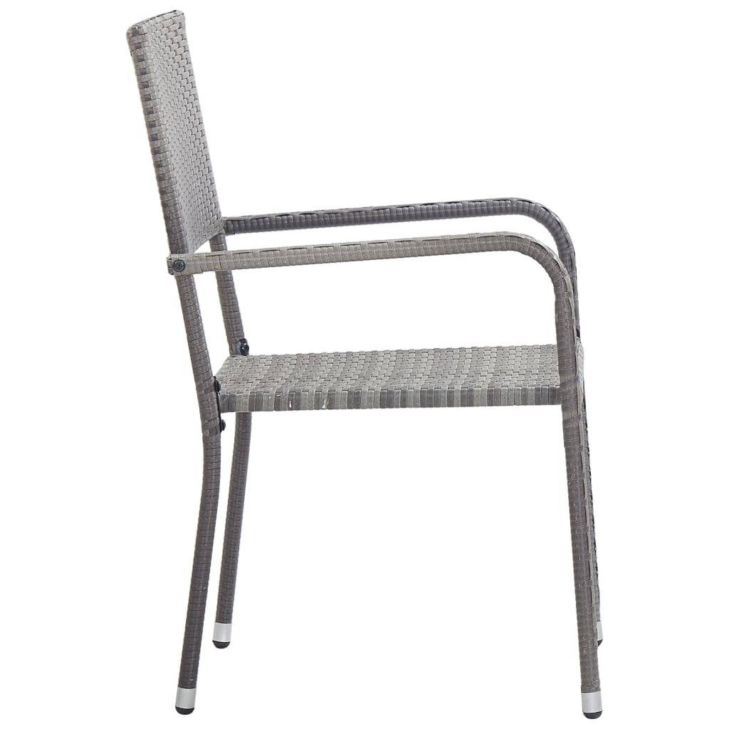 Maison Chic - Lot de 2 Chaises de jardin empilable - Chaise à dîner d'extérieur - Fauteuil d'extérieur gris résine tressée - MEUBLE PRO-JU6204 - Image 4