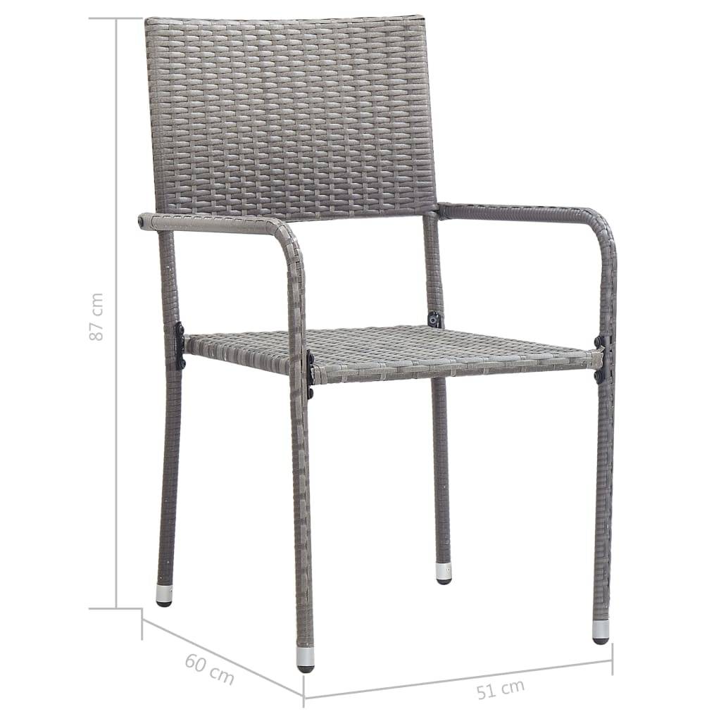 Maison Chic - Lot de 2 Chaises de jardin empilable - Chaise à dîner d'extérieur - Fauteuil d'extérieur gris résine tressée - MEUBLE PRO-JU6204 - Image 7
