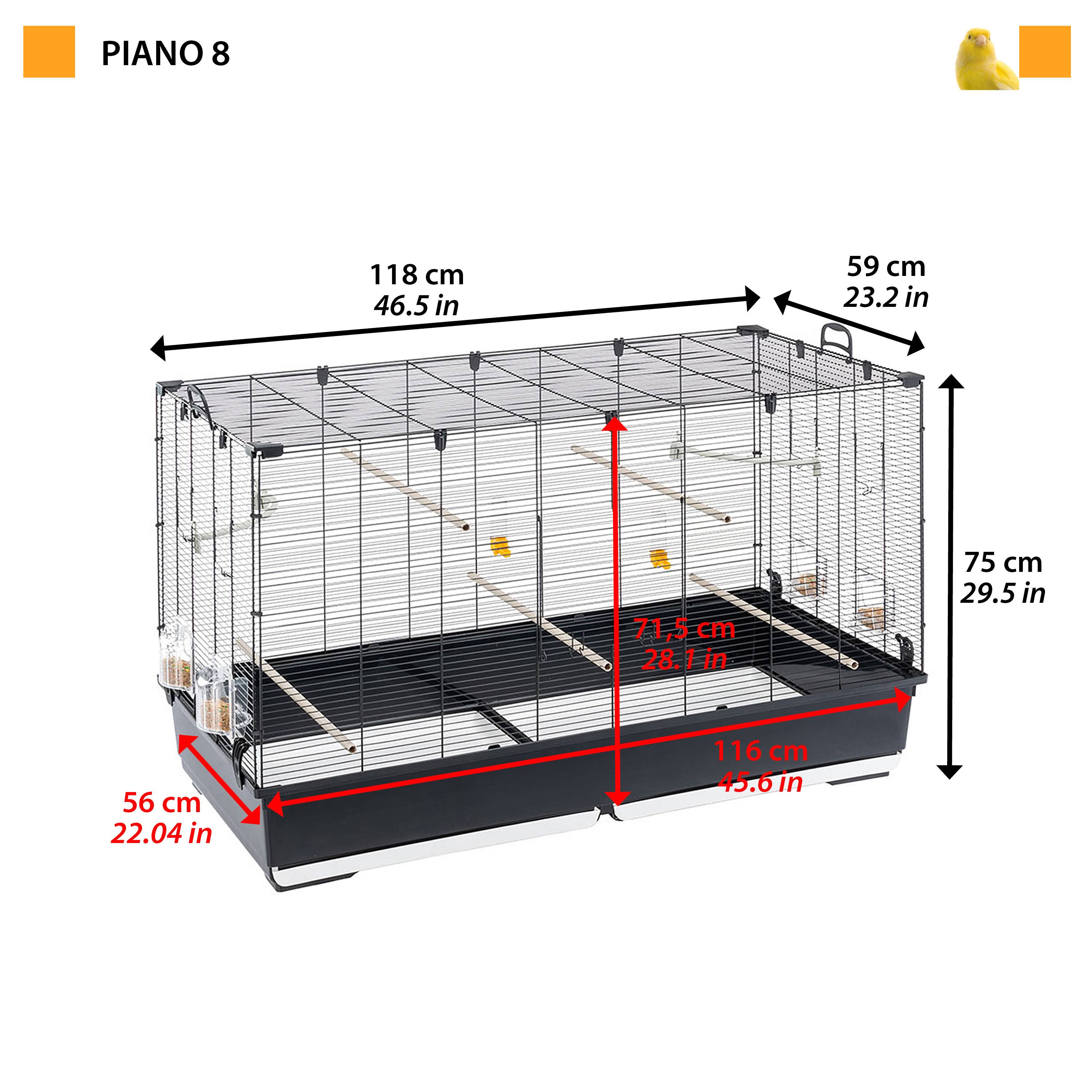 Ferplast - Ferplast Volière Cage à Oiseaux PIANO 8 Grande Cage pour Oiseaux, Canaris, Pinsons, Perruches Ondulées, Inséparables, en Métal, Accessoires inclus - Image 2