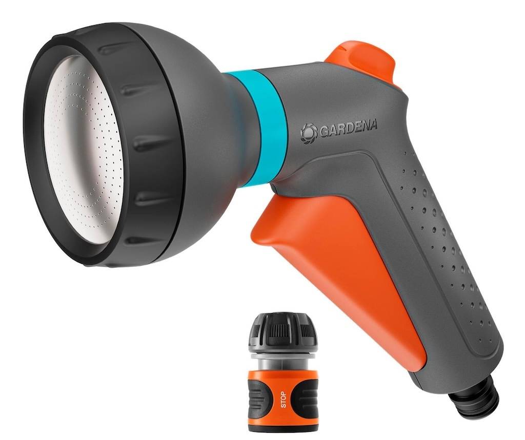 Gardena - Pistolet d’arrosage Classic + raccord Aquastop 1/2” – 5/8” – Jet pluie doux