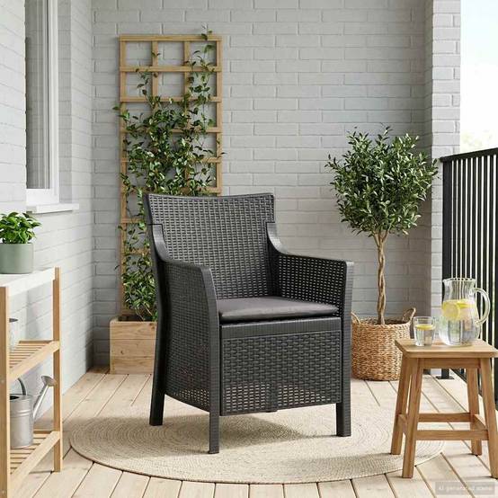 Fauteuil polypropylène anthracite 54 x 55 x 89 cm - PANGIVO - Image 1