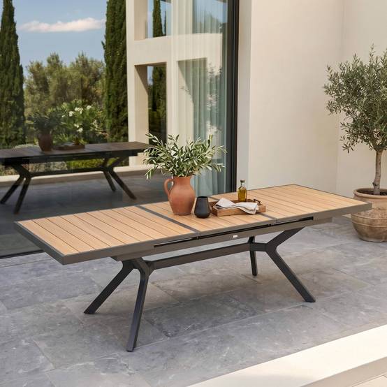 Oviala - Table de jardin extensible 8 à 10 places en alu et effet bois 250cm Savannah - Oviala - Image 2