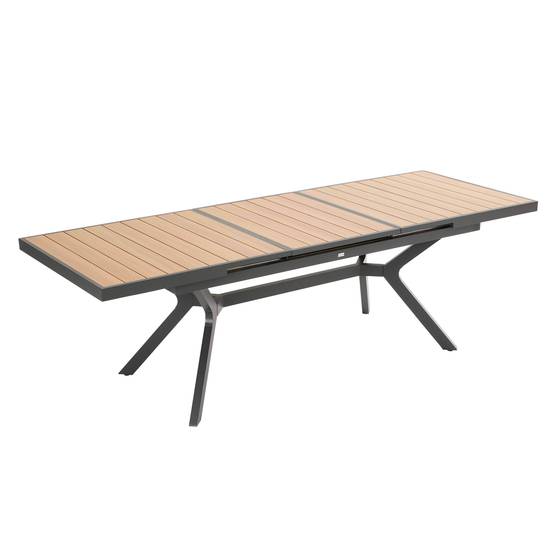 Oviala - Table de jardin extensible 8 à 10 places en alu et effet bois 250cm Savannah - Oviala - Image 1