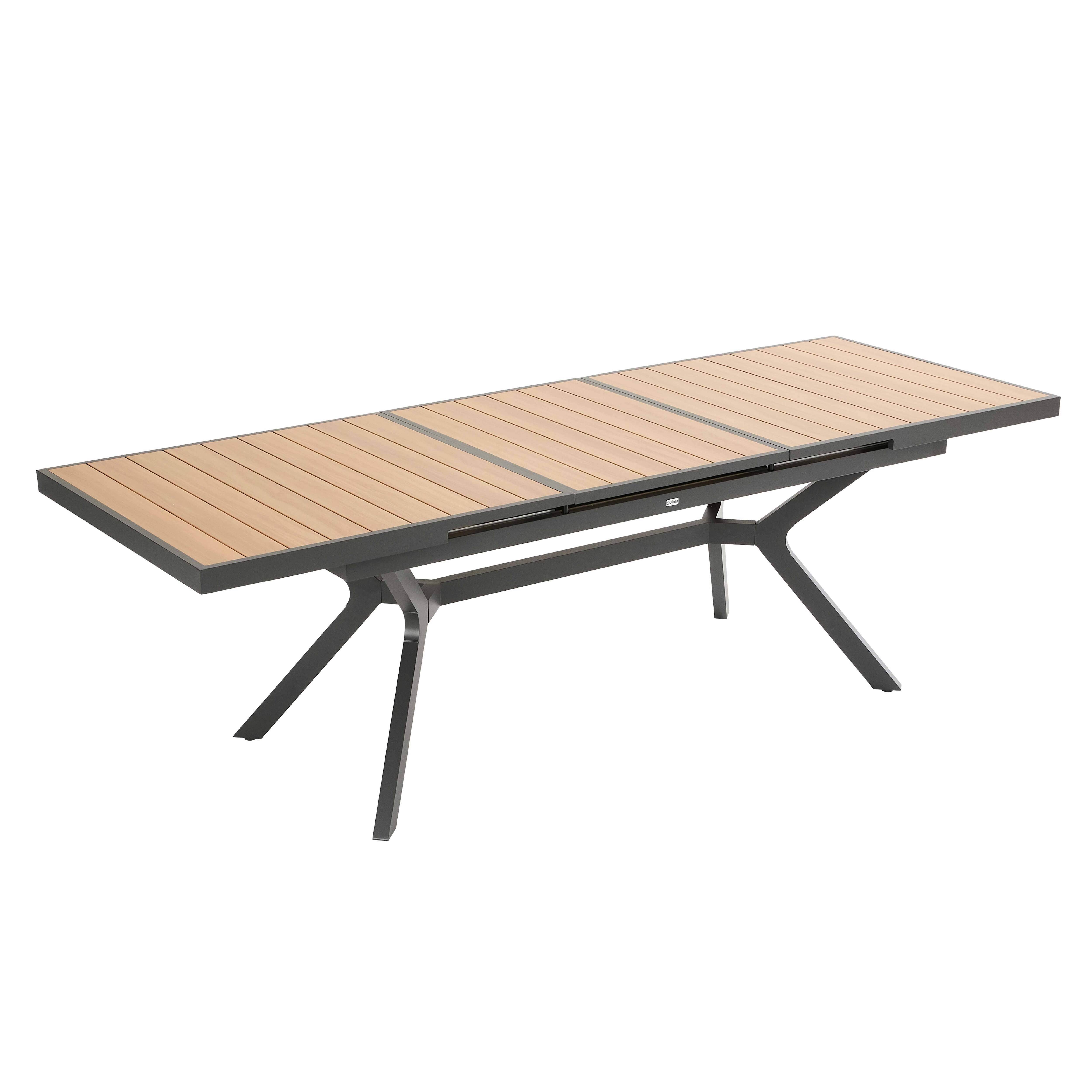 Oviala - Table de jardin extensible 8 à 10 places en alu et effet bois 250cm Savannah - Oviala - Image 1