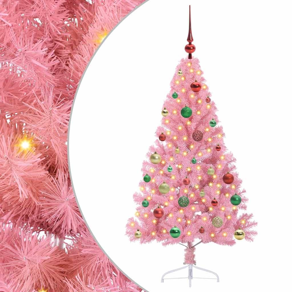 Vidaxl - Sapin de Noël artificiel pré-éclairé Rose 150 cm PVC vidaXL 3397071 - Image 2