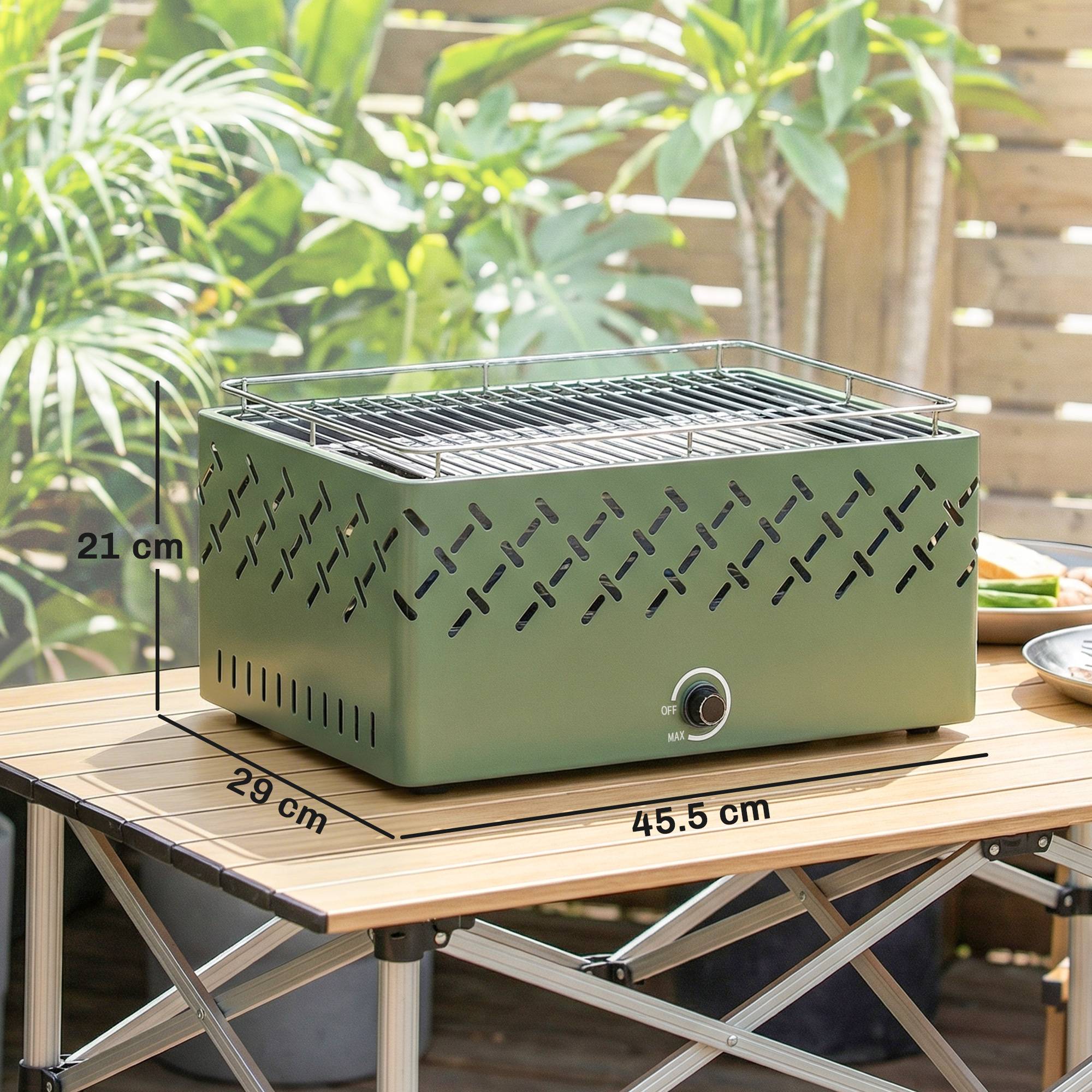Sans Marque - Barbecue portable au charbon de bois avec ventilateur intégré pour Esterni, Vert Chiaro - Image 5