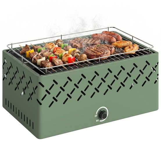 Sans Marque - Barbecue portable au charbon de bois avec ventilateur intégré pour Esterni, Vert Chiaro - Image 1