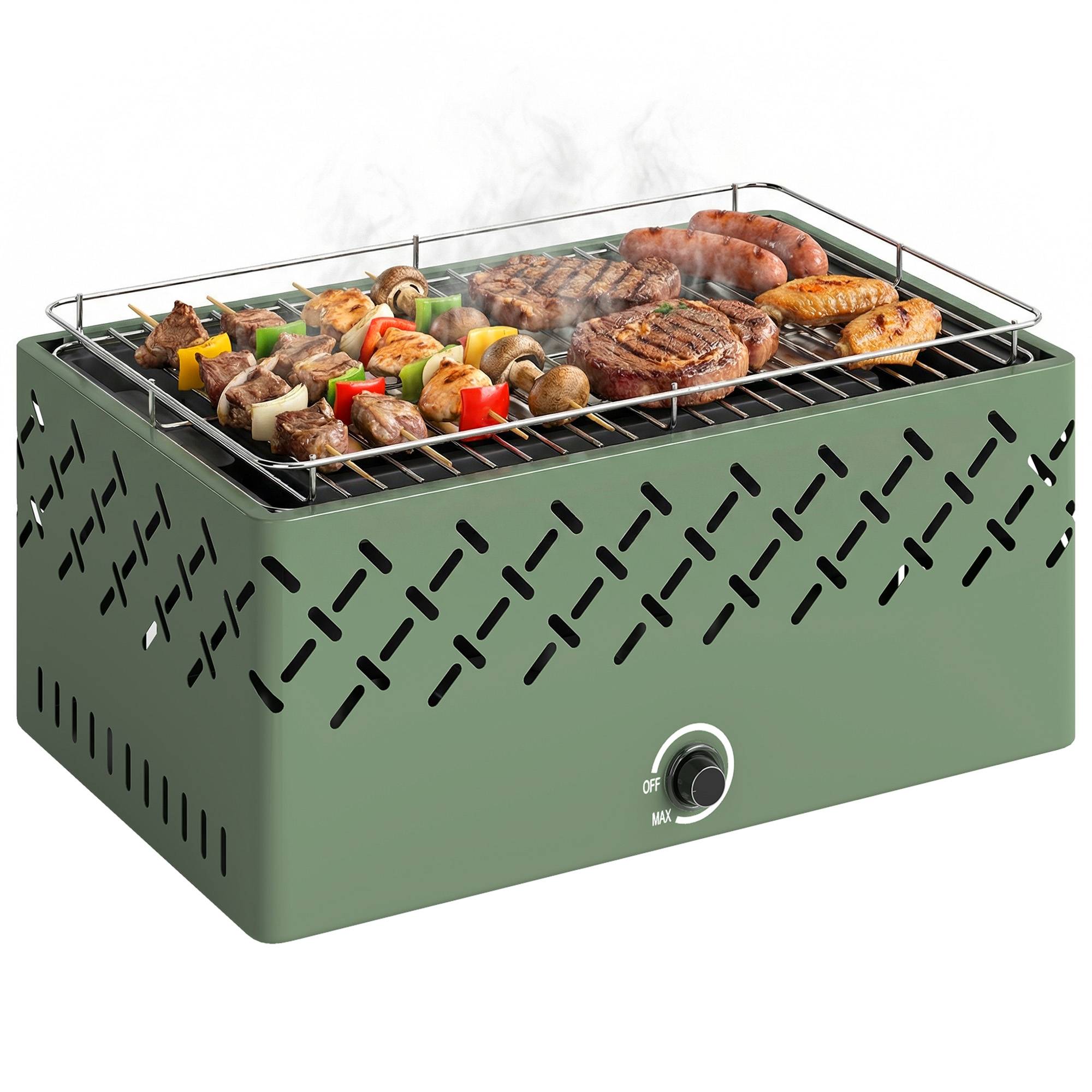 Sans Marque - Barbecue portable au charbon de bois avec ventilateur intégré pour Esterni, Vert Chiaro