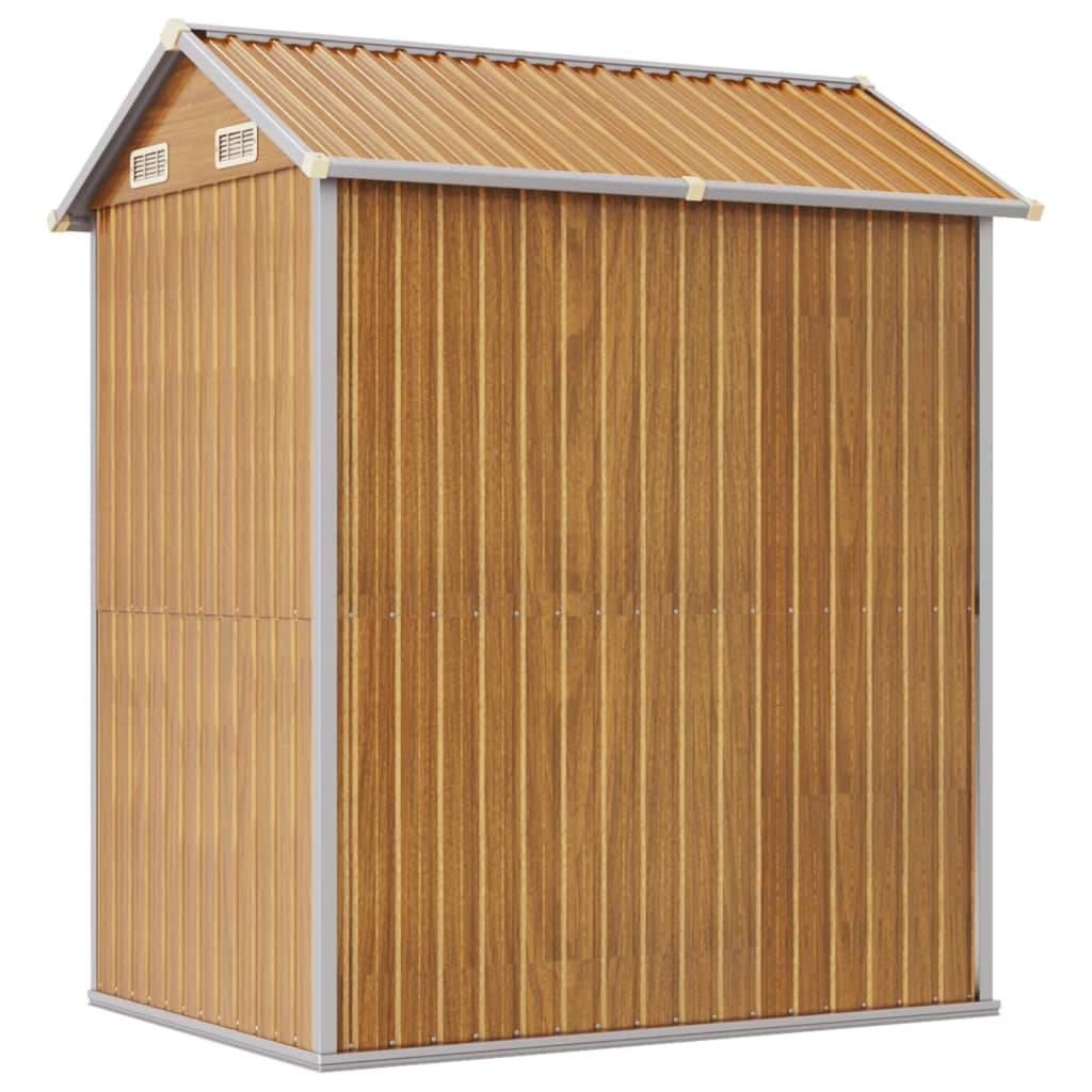 Helloshop26 - Abri de jardin cabane cabanon maison de stockage remise extérieur hangar outils robuste clair 192 x 152,5 x 237 cm acier galvanisé marron - Image 5