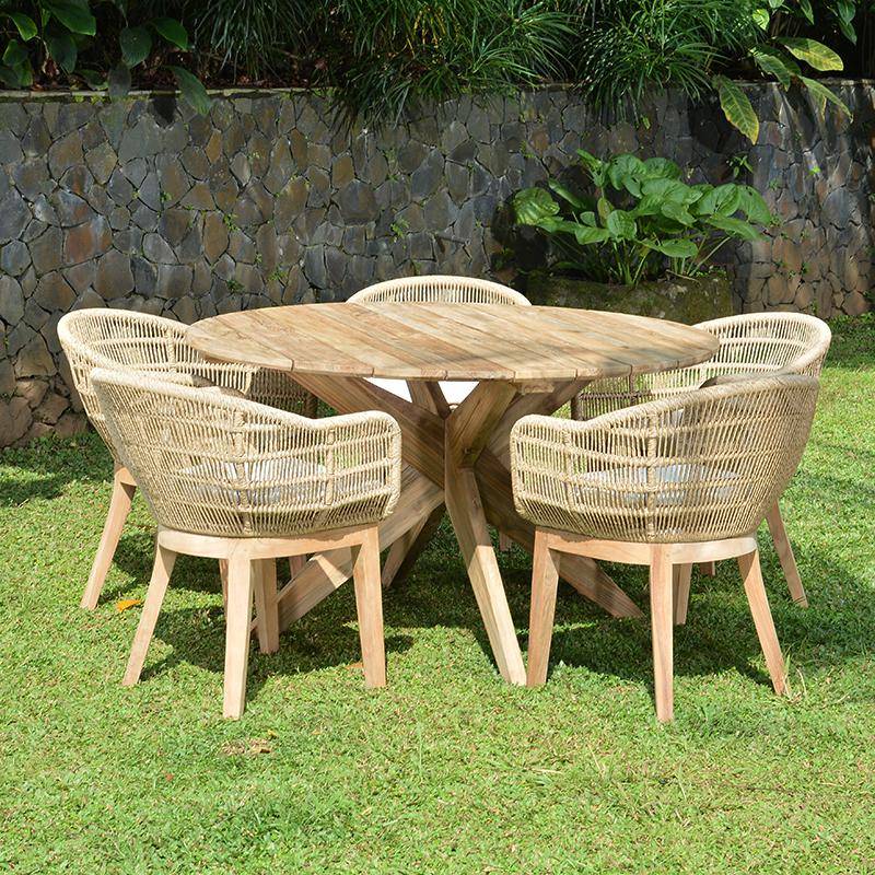Gecko Jardin - Table ronde en teck recyclé D 135 cm Sakai - Gecko Jardin - Image 8