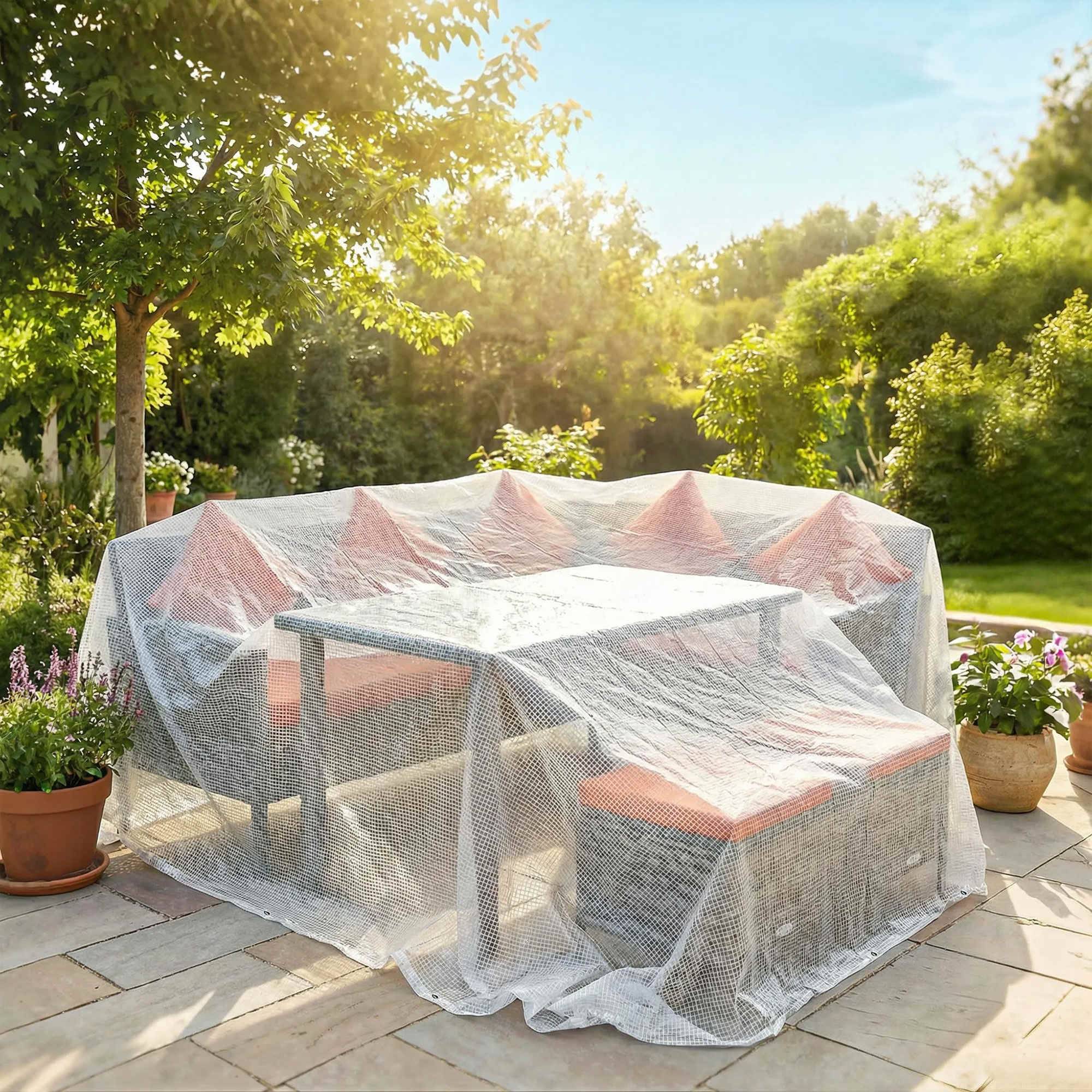 ComfortXL - Bâche de protection imperméable en polyéthylène blanc 4 x 6 m 140 g/m² pour jardin et mobilier extérieur - Image 7